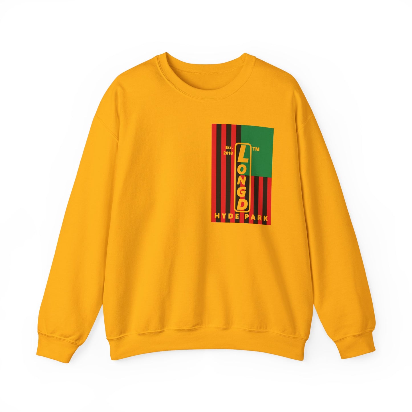 LongD negative cropped flag single-breasted front-back Hyde Park upright logo crewneck sweatshirt (Juneteenth colors)