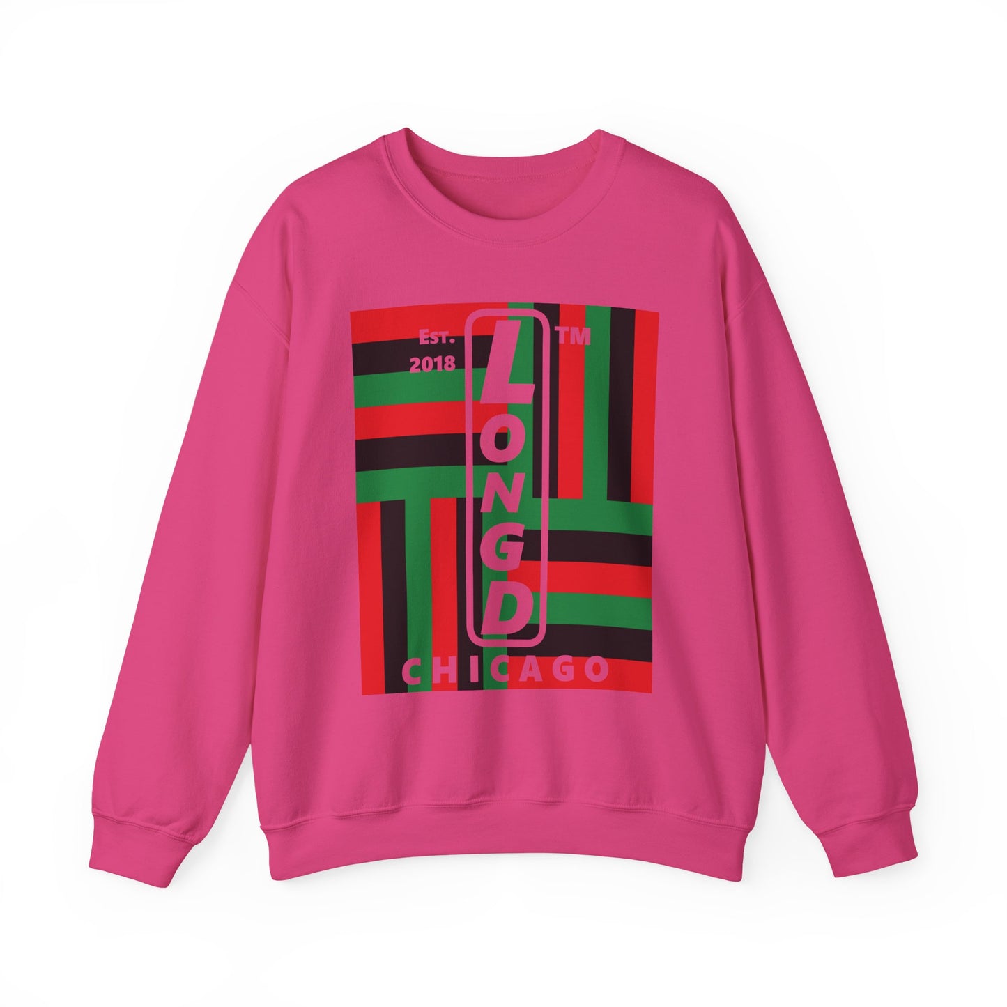 LongD negative windmill Chicago upright logo crewneck sweatshirt (Juneteenth colors)