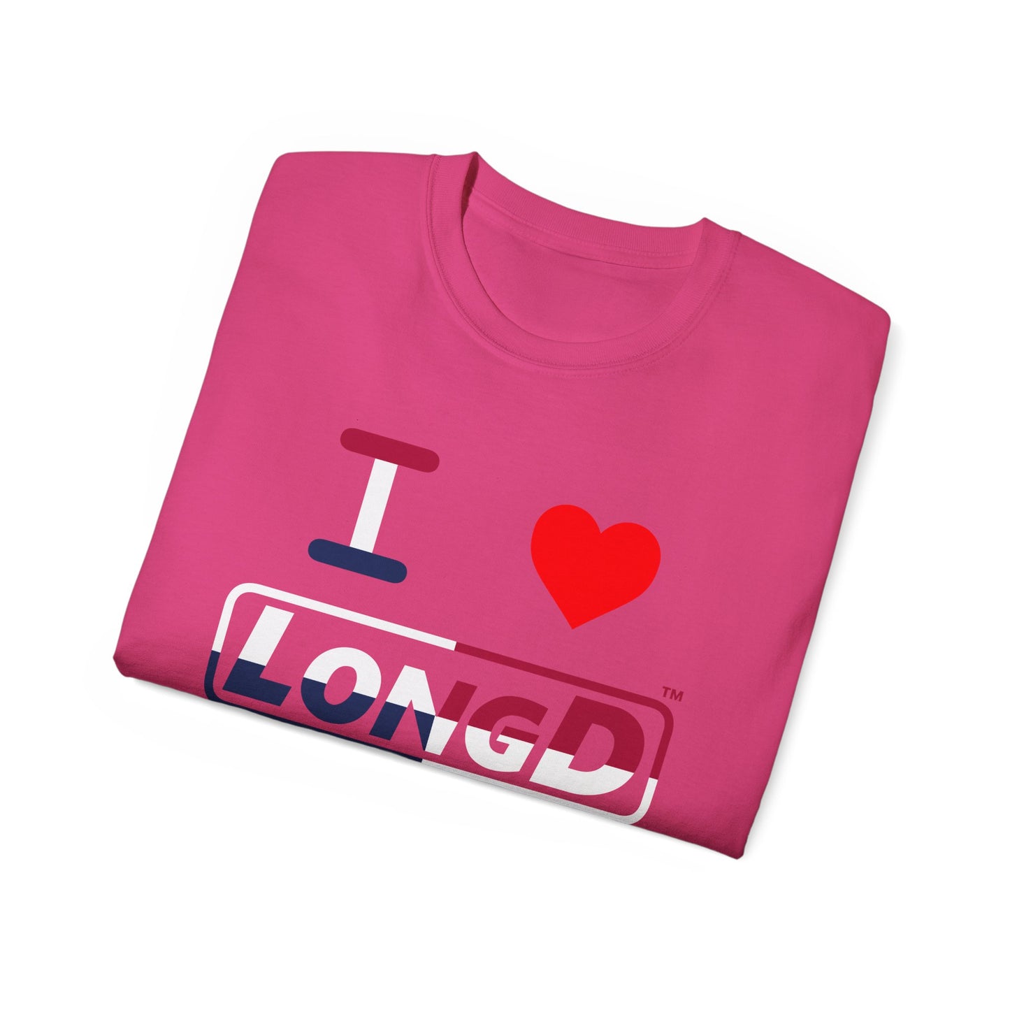 I Luv LongD® Logo Cotton Tee Red, White and Blue positive quarters text