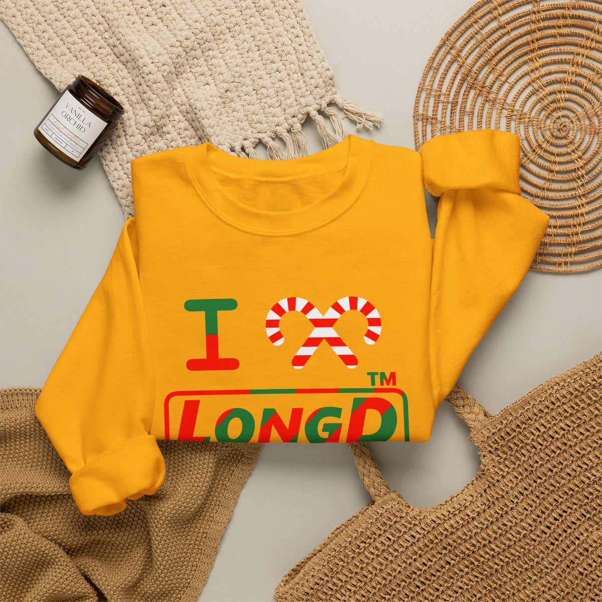 I candy cane LongD Chicago positive pixel-weighted 6-striped logo crewneck sweatshirt