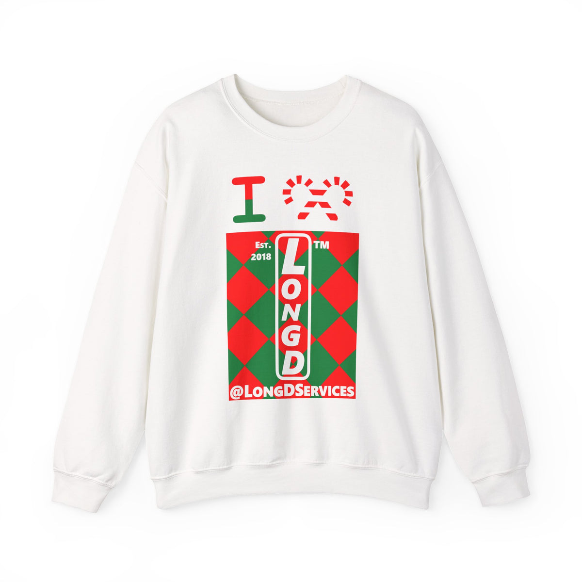 I candy cane LongD Tag negative upright argyle logo crewneck sweatshirt