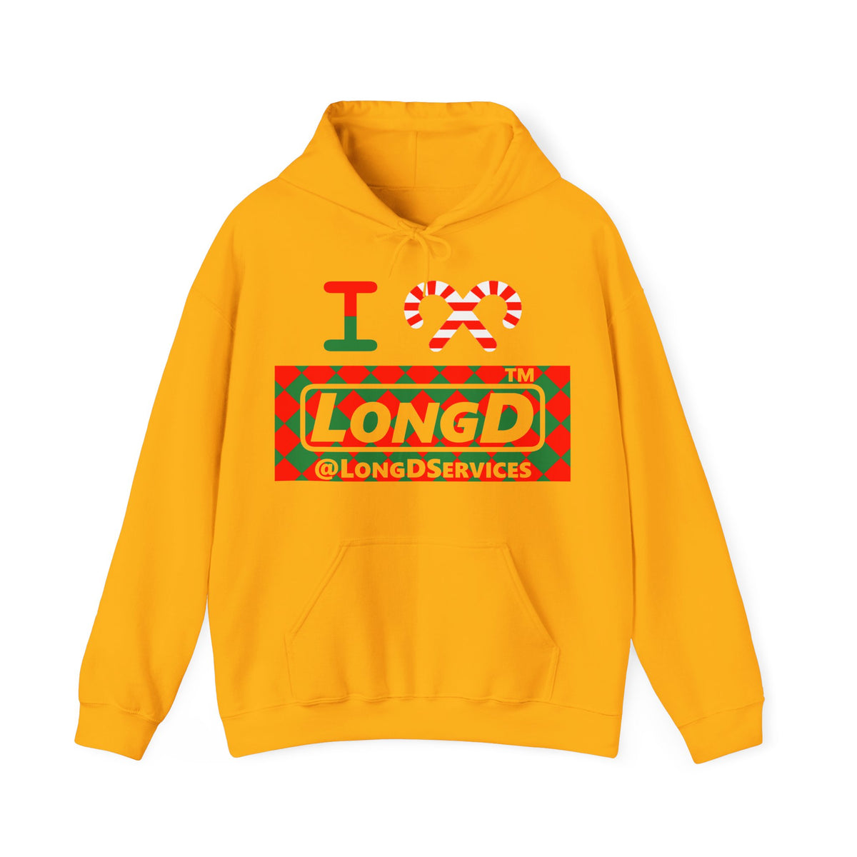 I candy cane LongD Tag negative argyle logo hoodie
