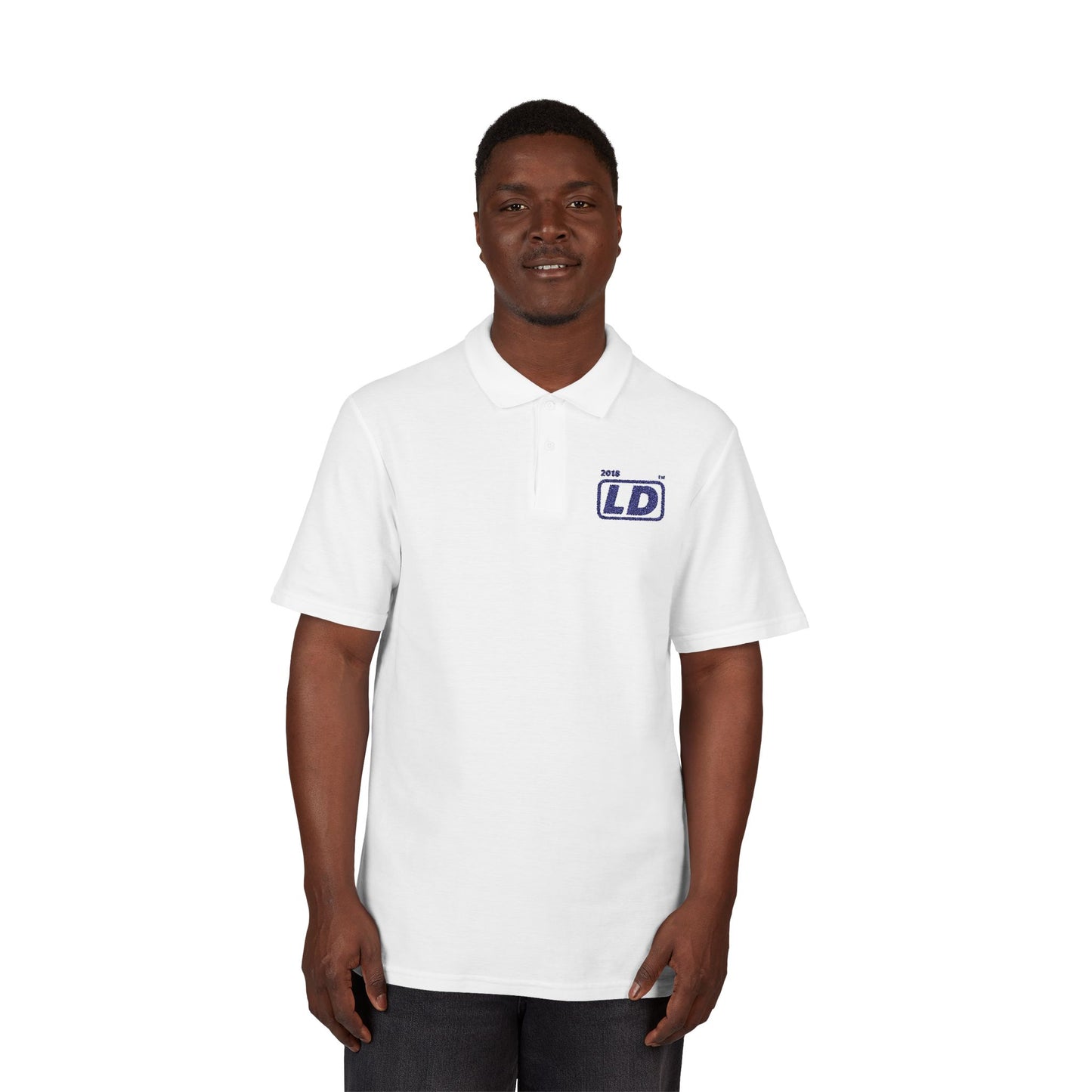 Embroidered LongD basic logo initials polo shirt