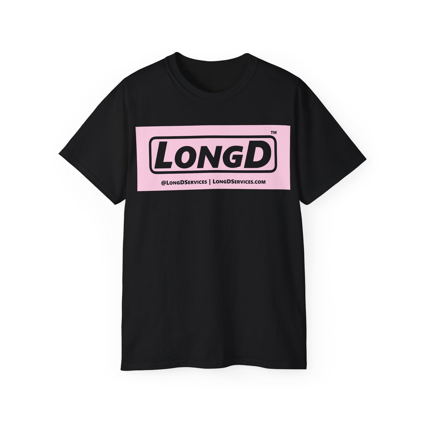 LongD® Logo Cotton Tee (Easter pastel pink negative text)