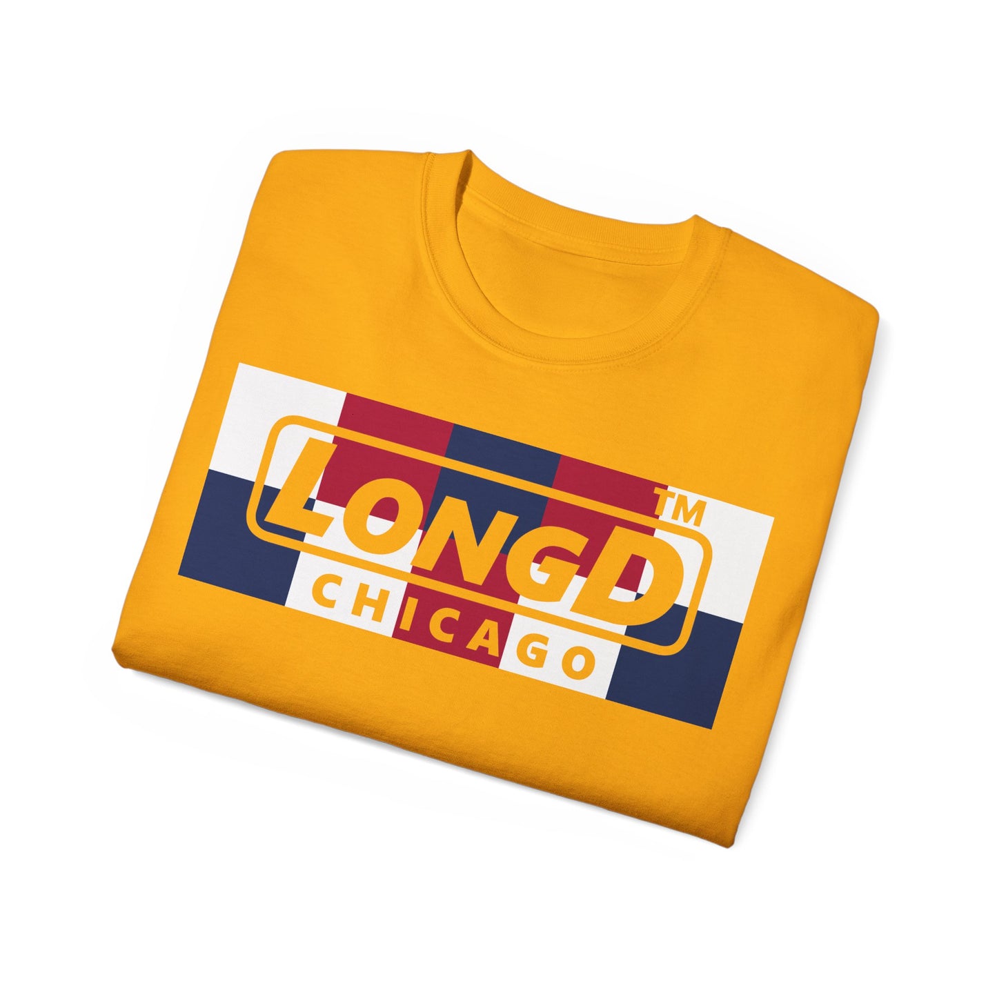 LongD negative 2x5 Chicago logo cotton tee (patriotic colors)