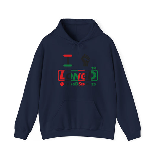 I fist LongD® positive vertical 6-striped tag logo Hoodie (Juneteenth colors)