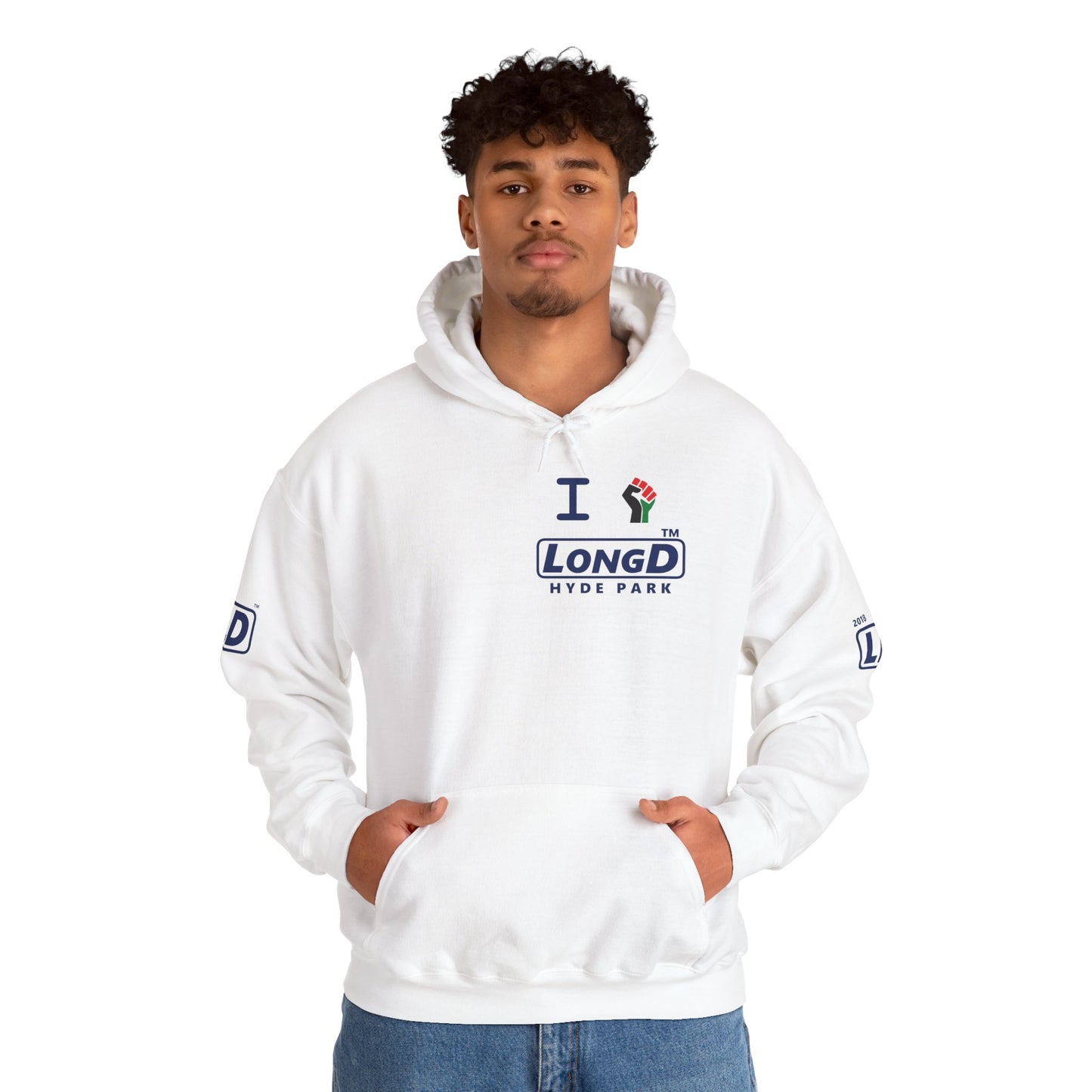 I fist LongD® basic official 4-print single-breasted Hyde Park logo Hoodie (Juneteenth colors)
