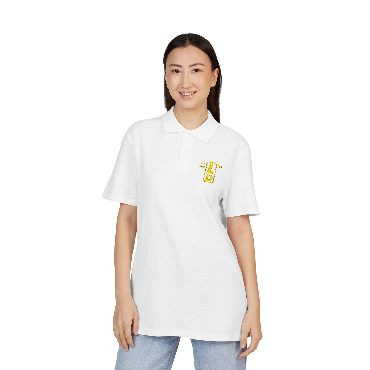 Embroidered LongD alternate basic logo upright initials polo shirt
