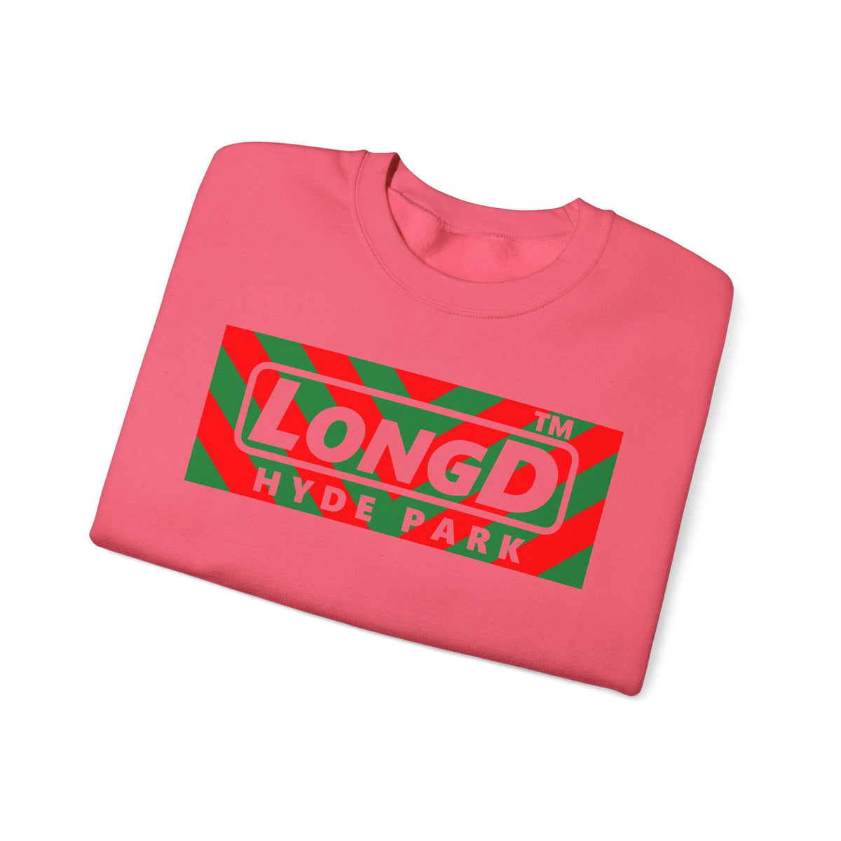 LongD Hyde Park negative downward chevron front-back logo (Xmas colors) crewneck sweatshirt
