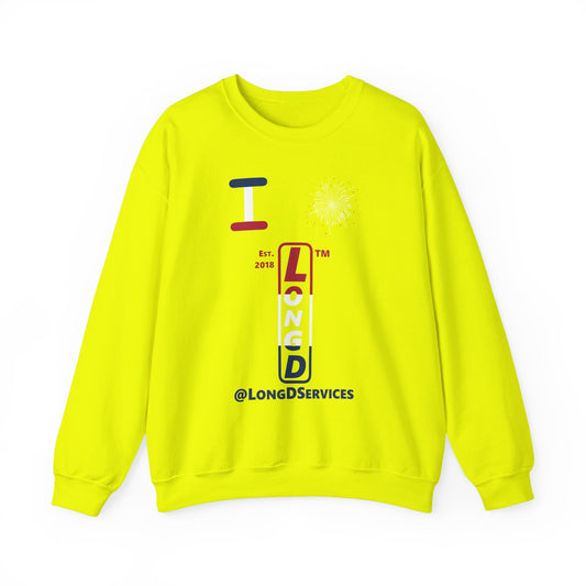 I Burst LongD positive horizontal 3-striped tag upright logo crewneck sweatshirt