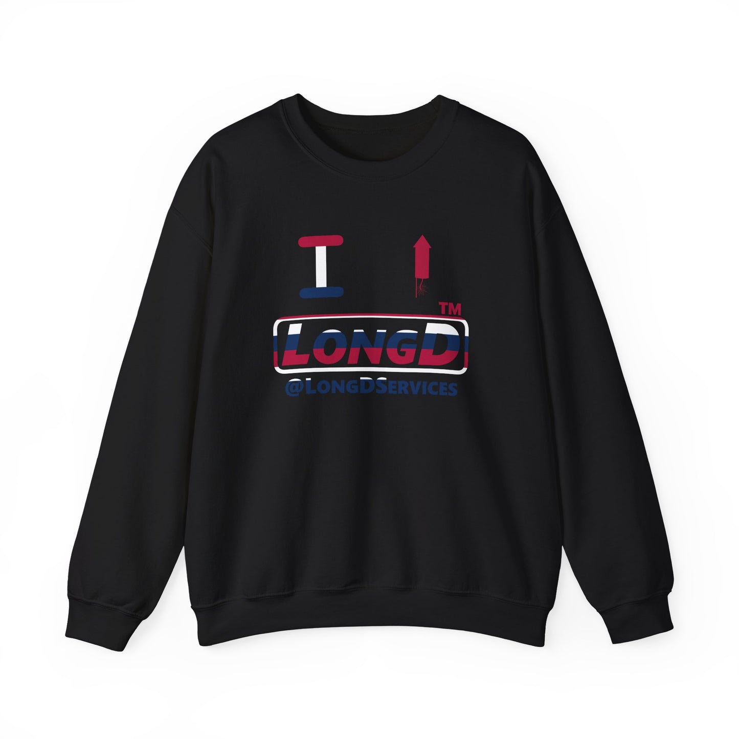 I firecracker LongD positive horizontal 6-striped tag logo crewneck sweatshirt