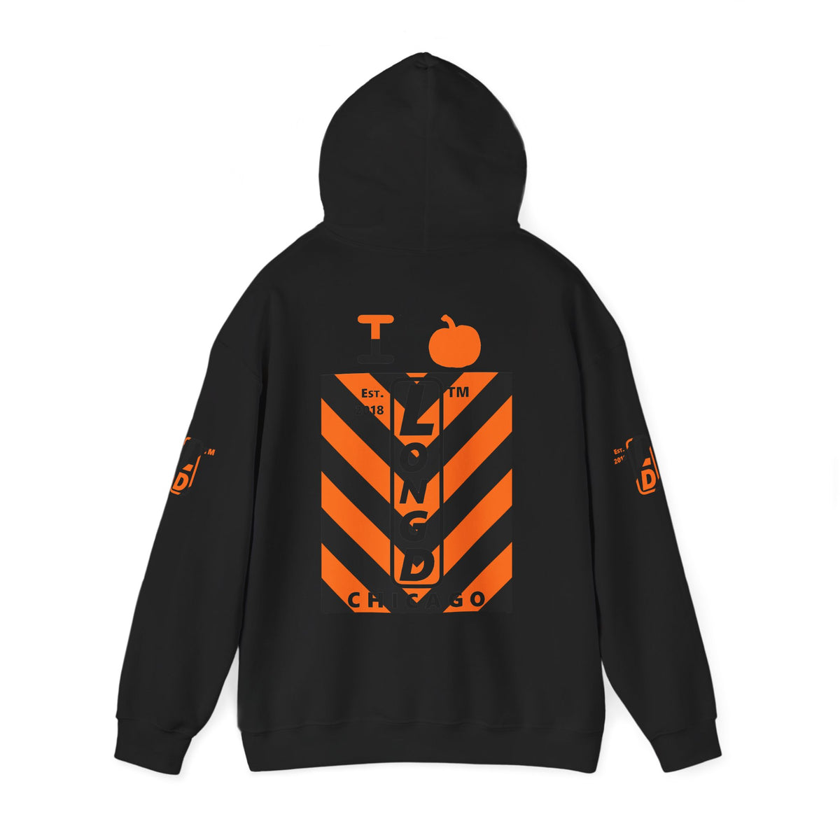 I pumpkin LongD Chicago negative upright downward chevron 4-print logo hoodie
