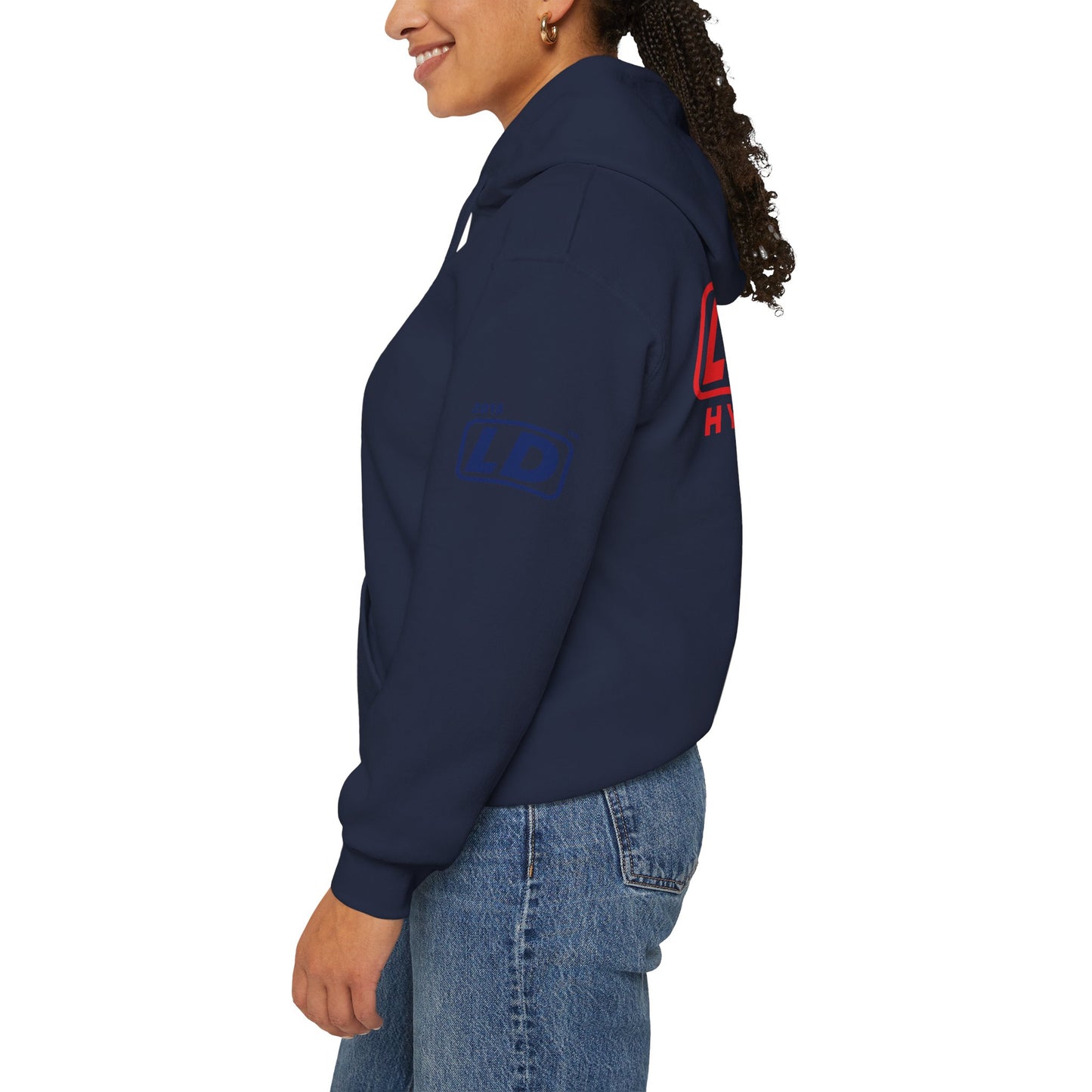 LongD® positive vertical 3-striped 4-print single-breasted Hyde Park logo Hoodie (Juneteenth colors)