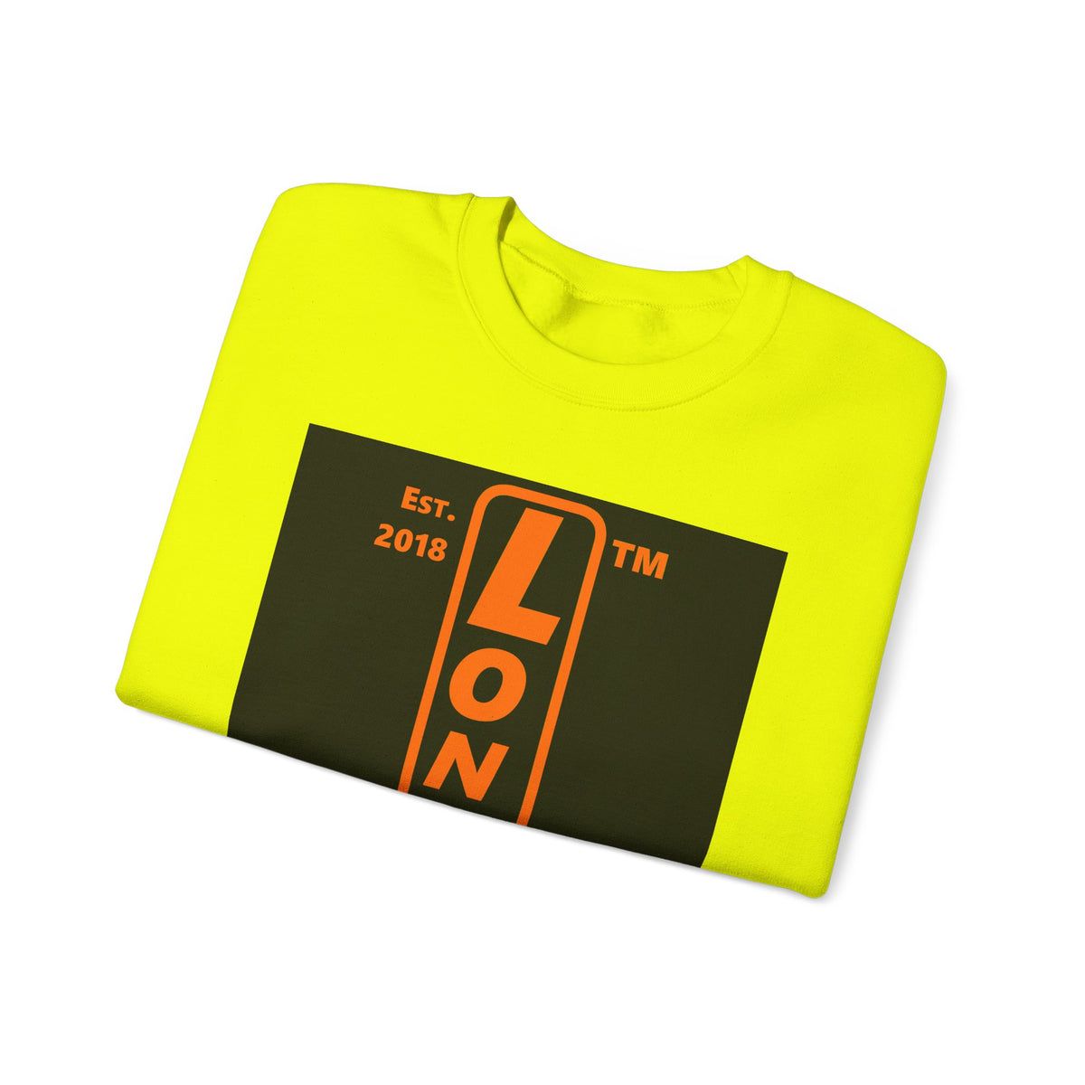LongD Hyde Park upright logo orange (FE7518) on Black (000000) (Halloween colors) crewneck sweatshirt