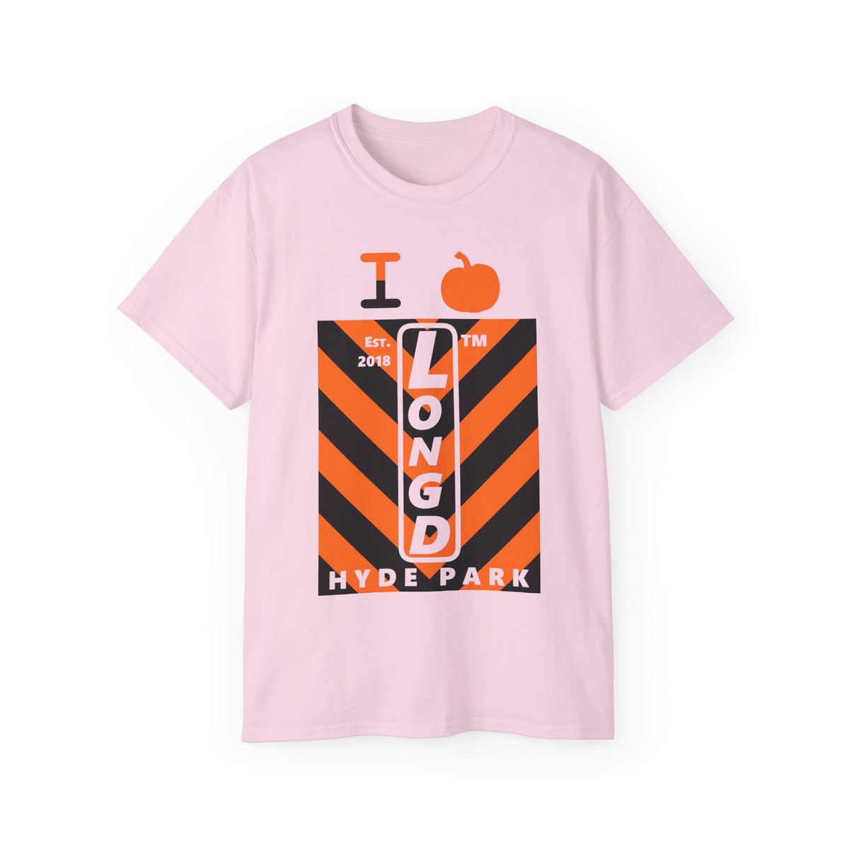 I pumpkin LongD Hyde Park negative upright downward chevron logo cotton tee