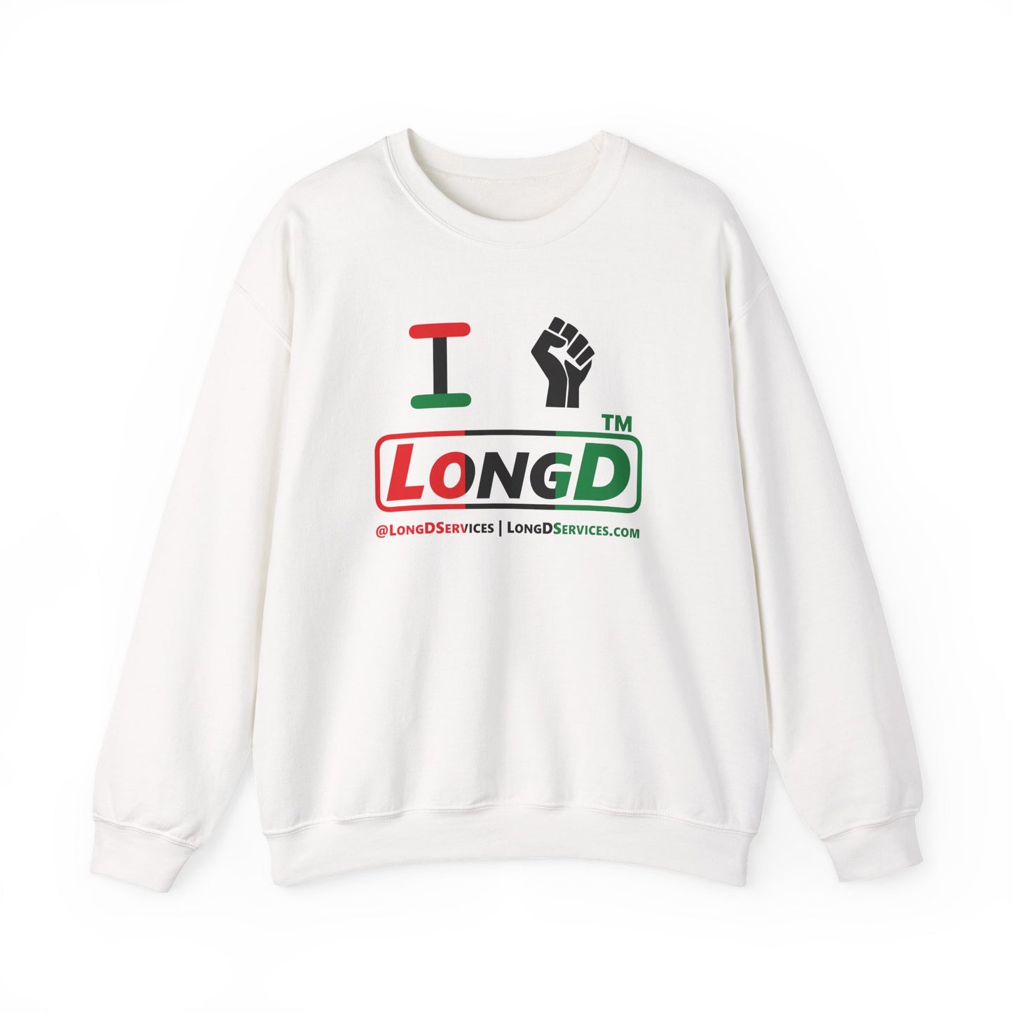 I fist LongD positive vertical 3-striped tag-domain logo crewneck sweatshirt