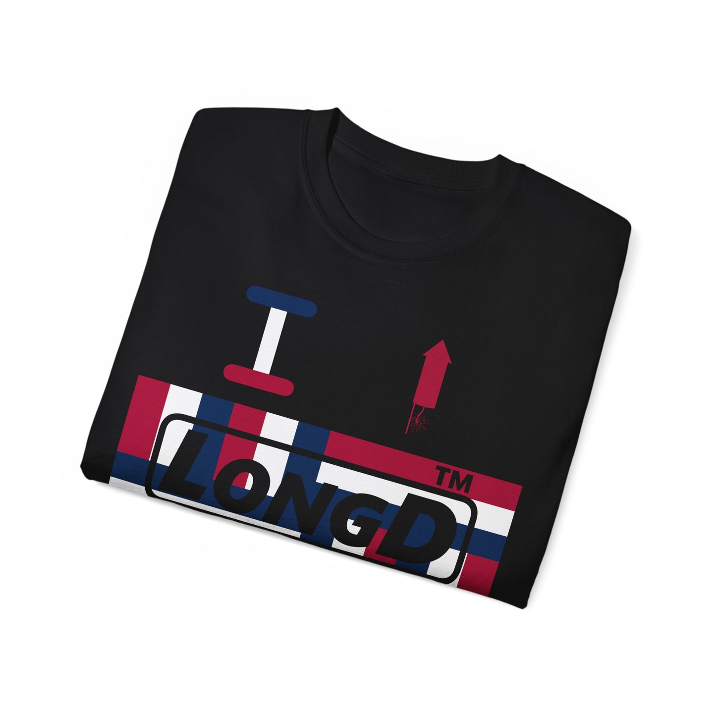I firecracker LongD negative modified windmill tag-domain logo cotton tee