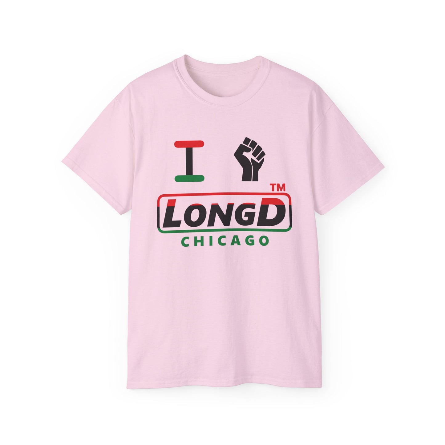 I fist LongD positive horizontal 3-striped Chicago logo cotton tee