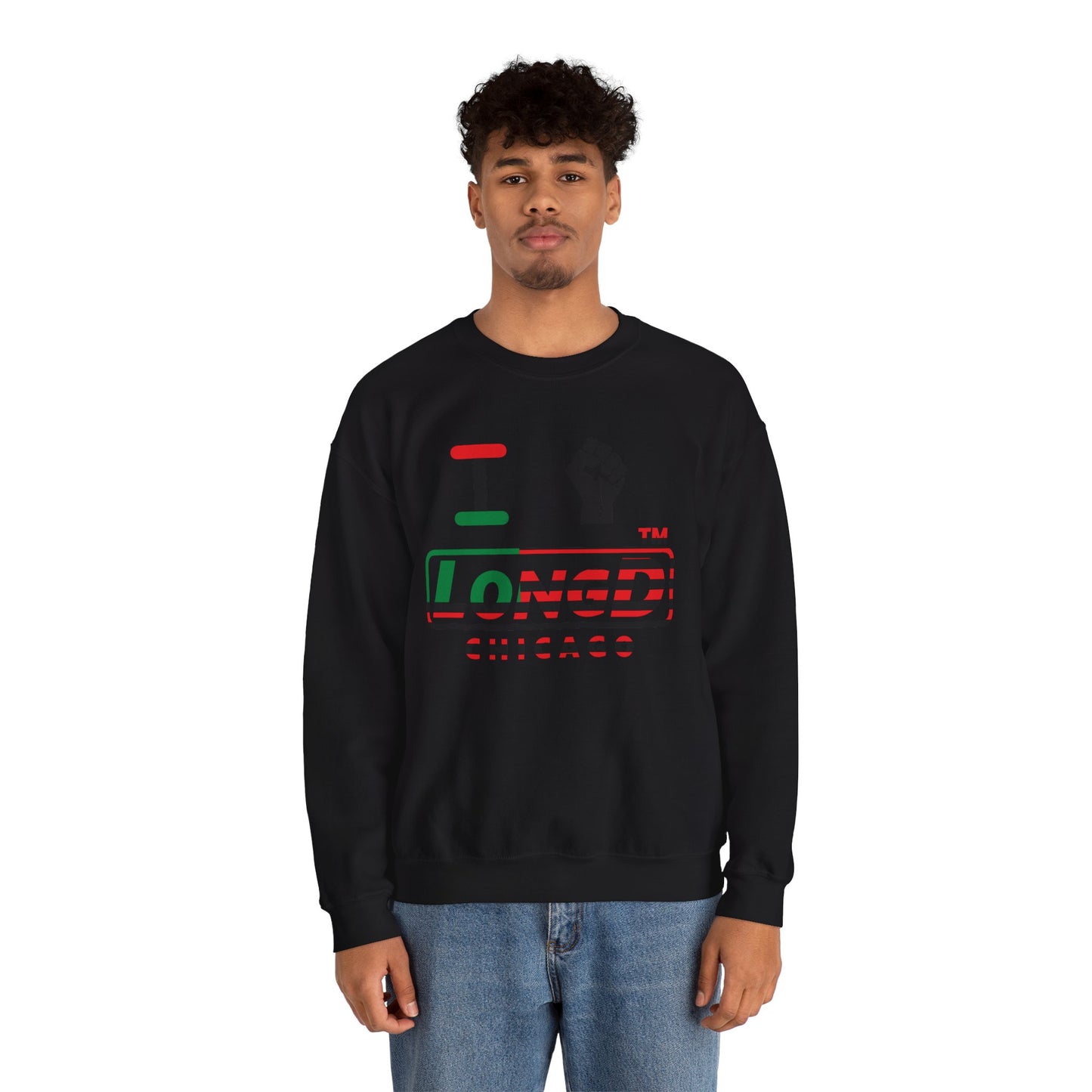 I fist LongD positive flag Chicago logo crewneck sweatshirt