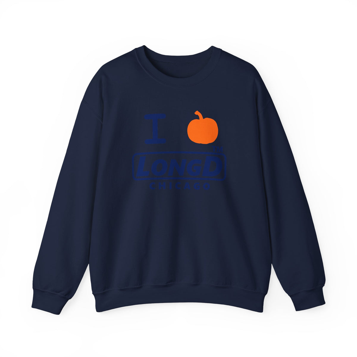 I pumpkin LongD Chicago positive basic Navy (002060) front-back logo crewneck sweatshirt