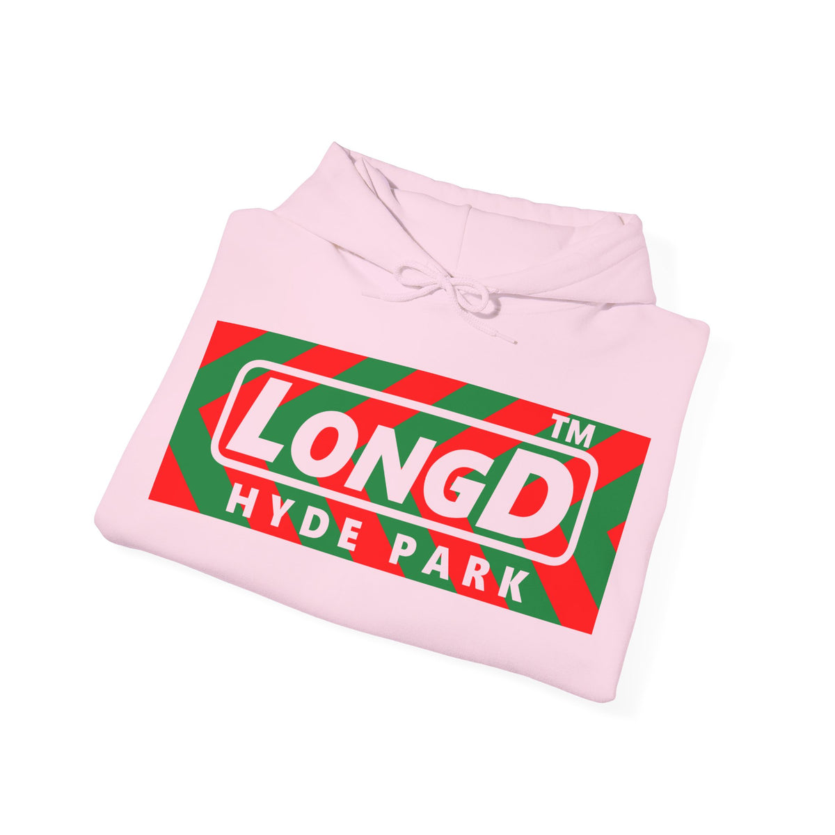 LongD Hyde Park negative leftward chevron logo (Xmas colors) hoodie