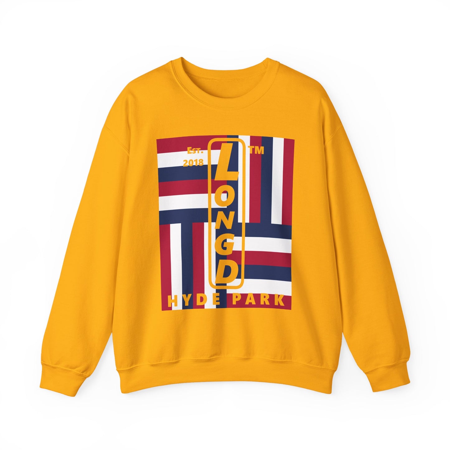 LongD negative windmill Hyde Park upright logo crewneck sweatshirt (patriotic colors)