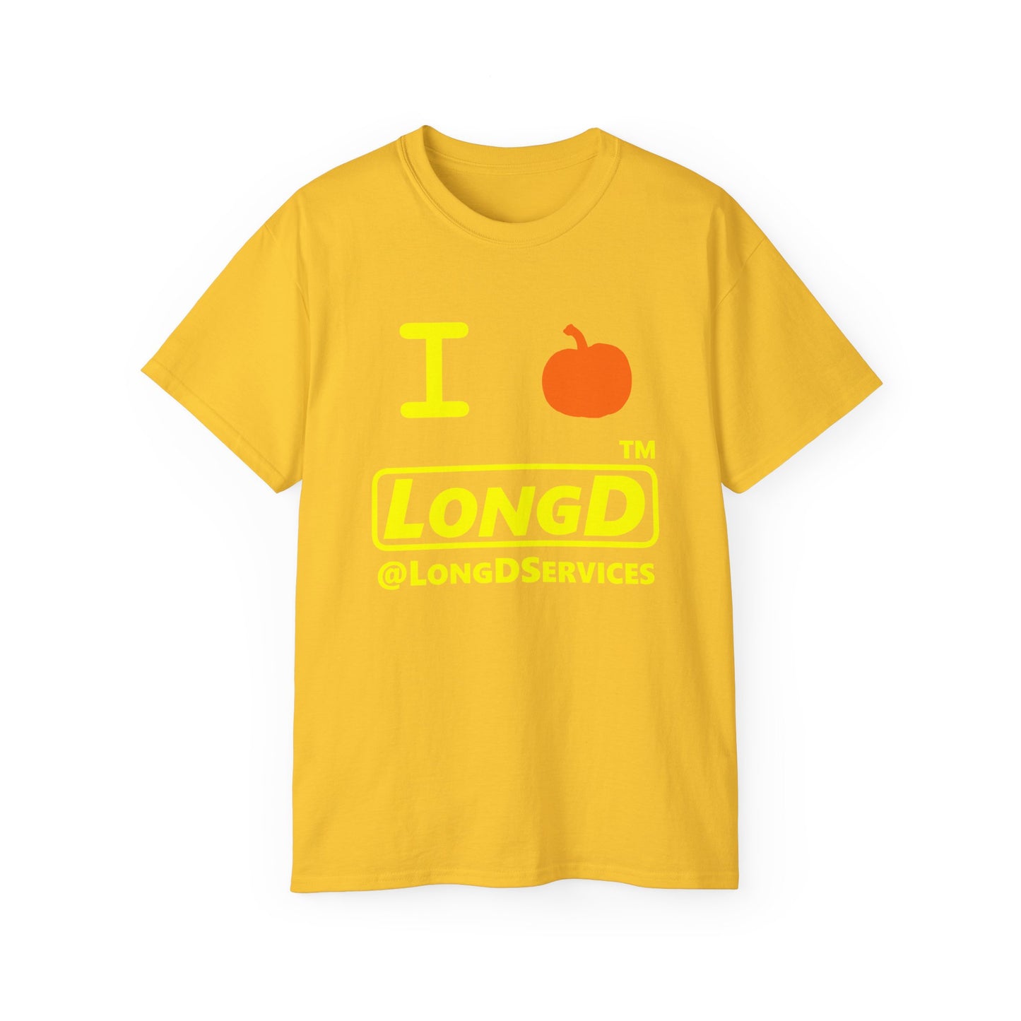 I Pumpkin LongD® Logo Cotton Tee positive yellow basic tag logo