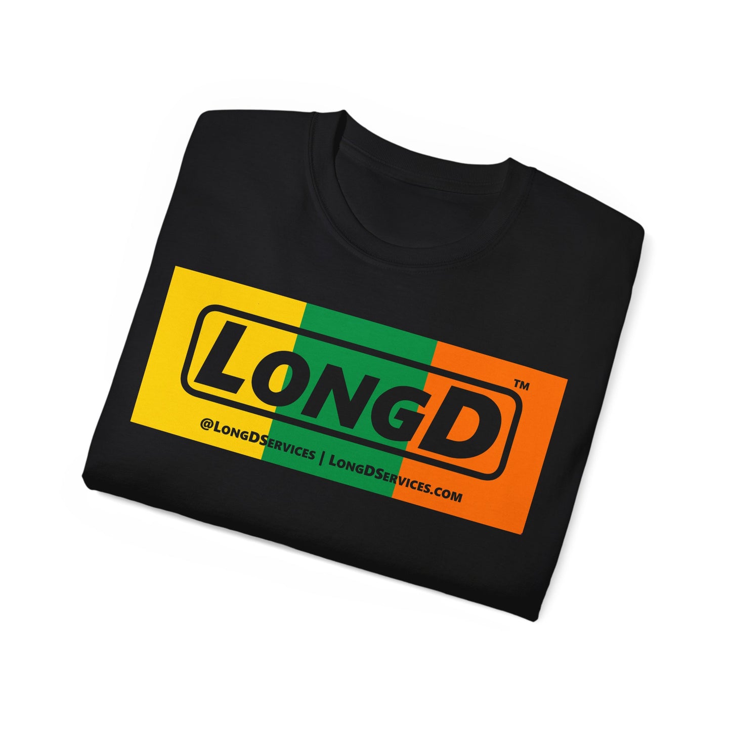 LongD® Logo Cotton Tee (St. Patrick's Day -Irish Green, Golden Yellow and Irish Orange negative thirds)