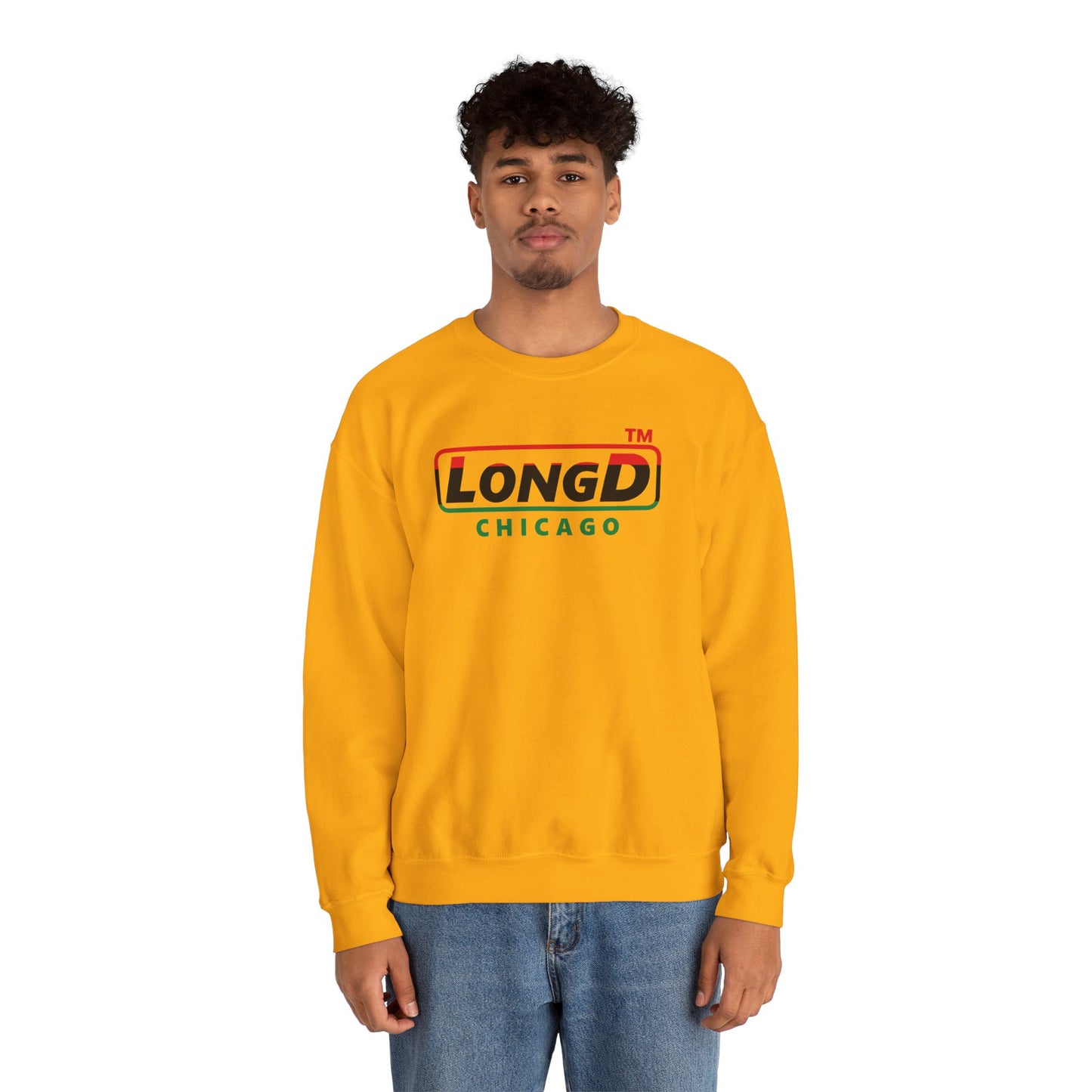 LongD positive horizontal 3-striped Chicago logo crewneck sweatshirt (Juneteenth colors)
