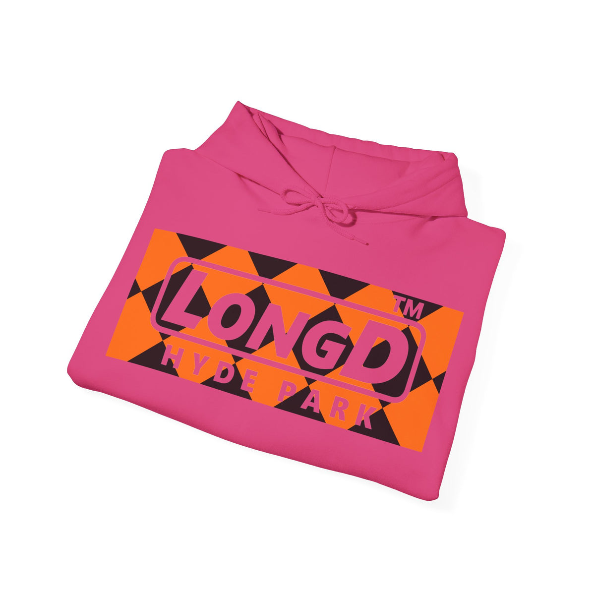 LongD Hyde Park negative argyle logo (Halloween colors) hoodie