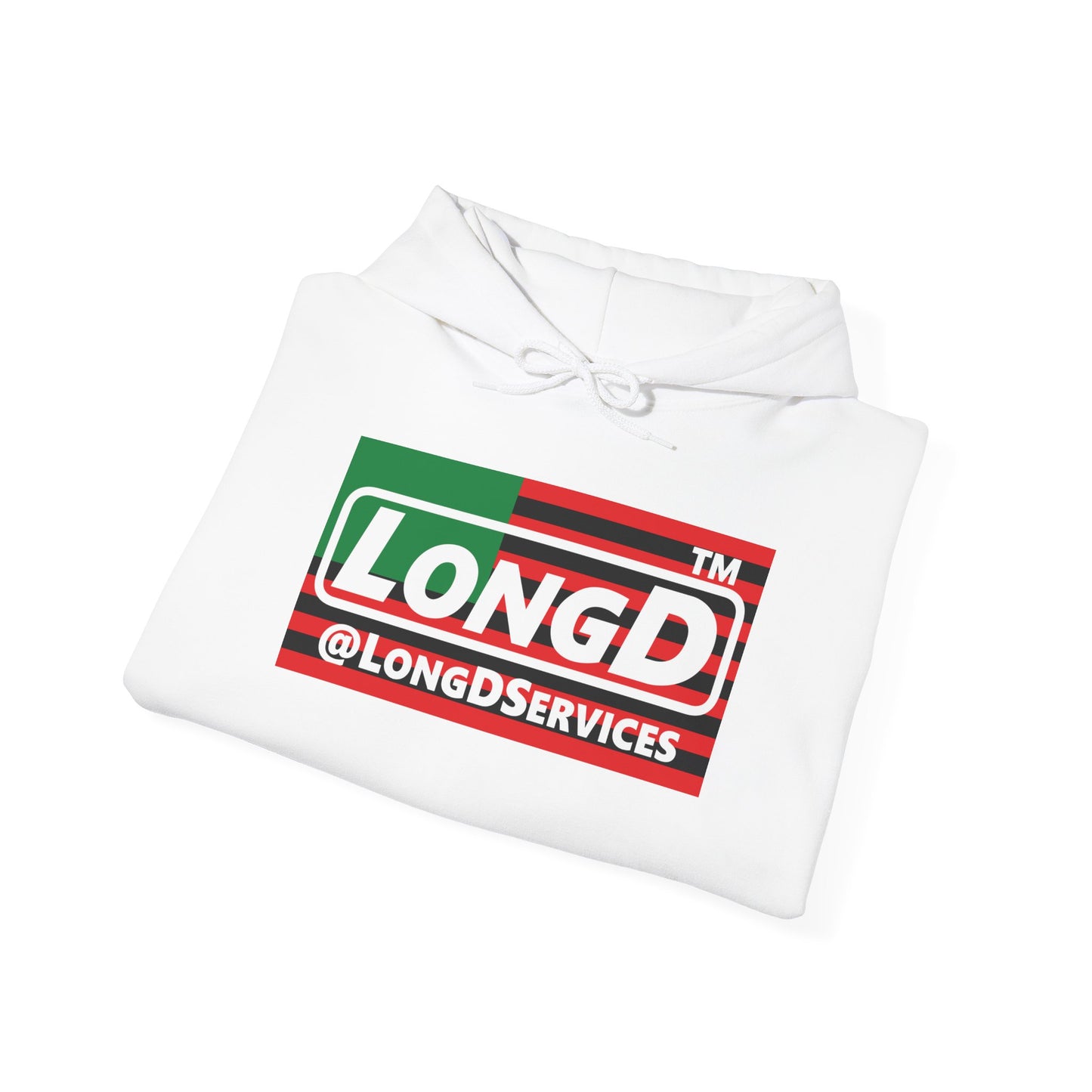 LongD® negative flag Hyde Park logo Hoodie (Juneteenth colors)