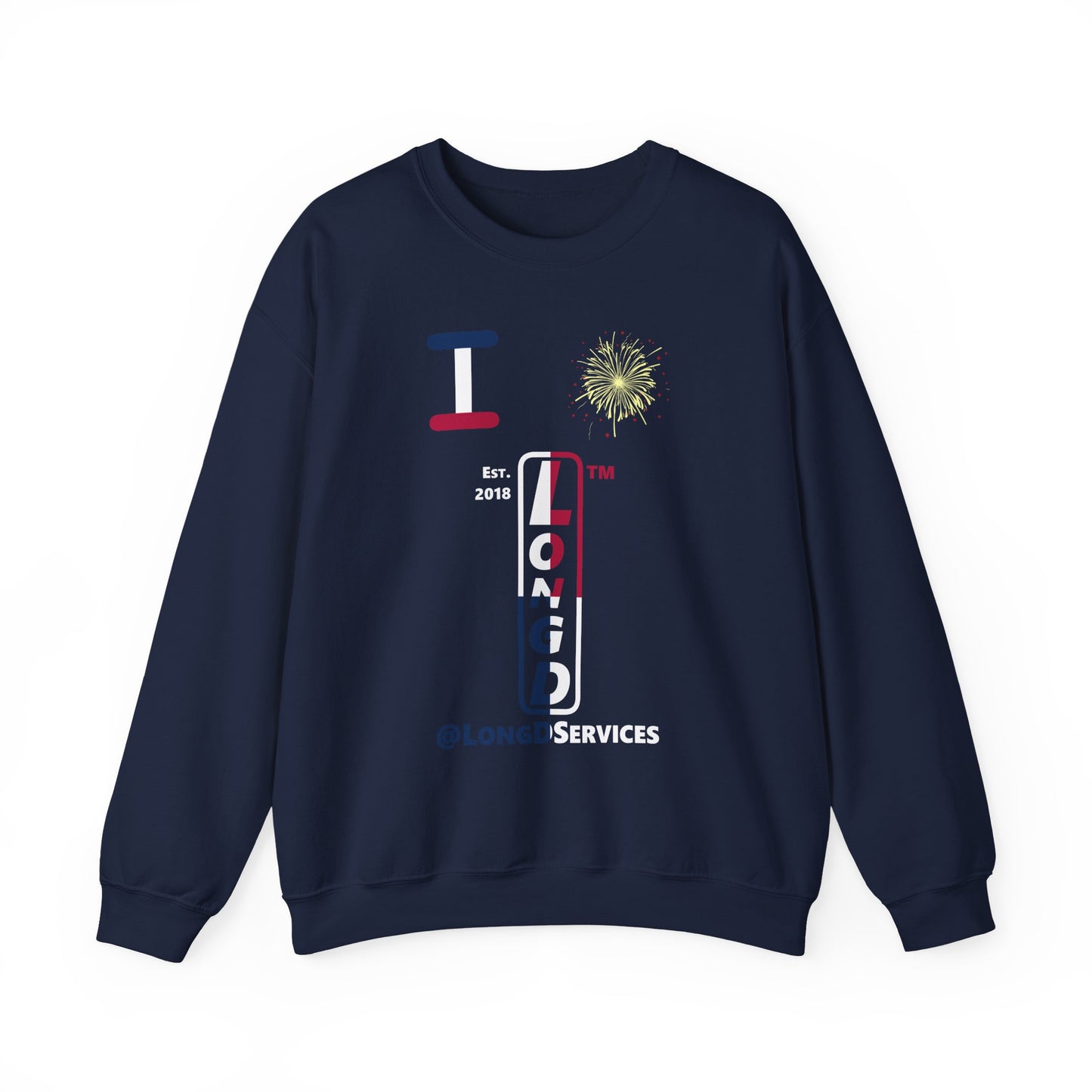 I Burst LongD positive quarters tag upright logo crewneck sweatshirt