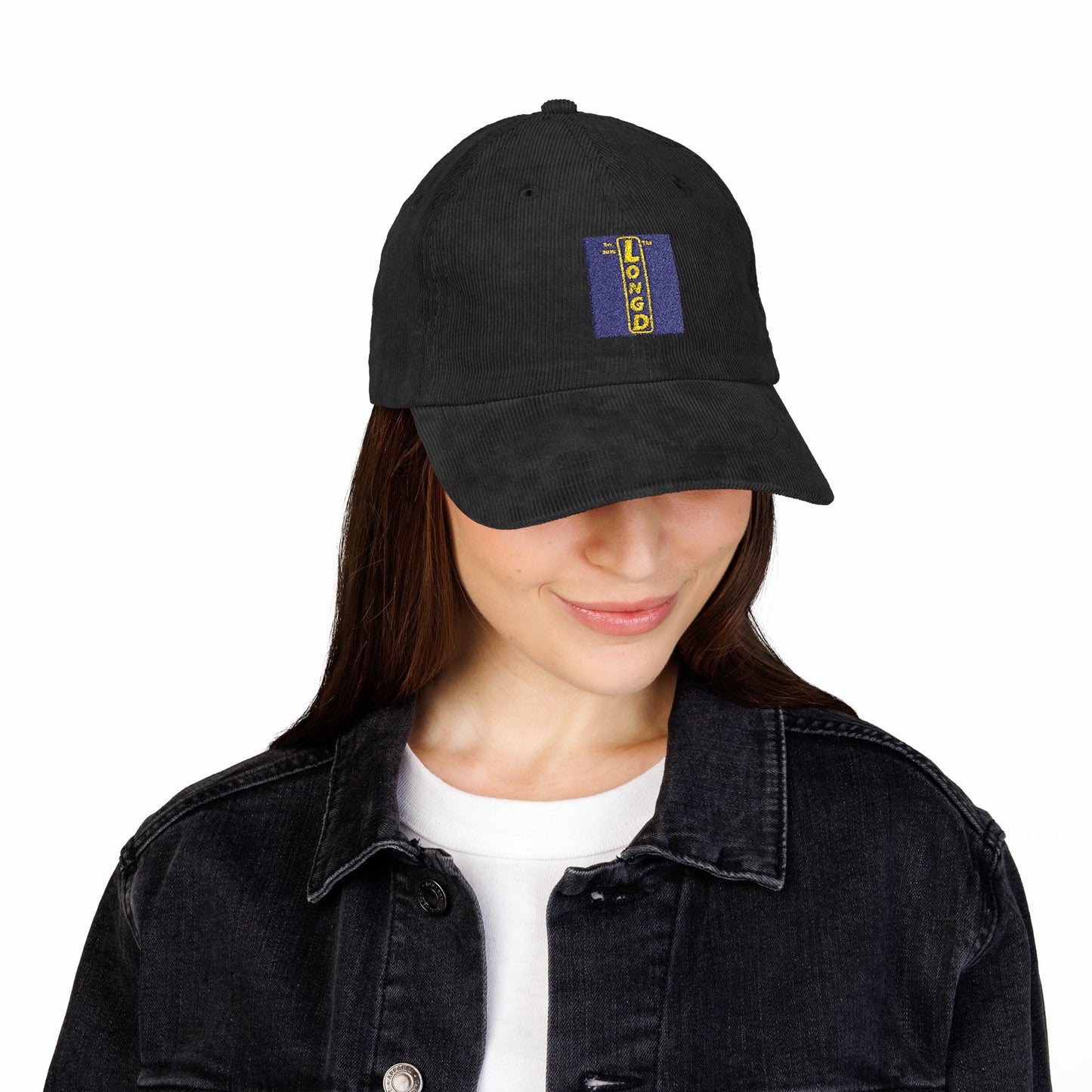 Embroidered Corduroy Cap reverse logo upright