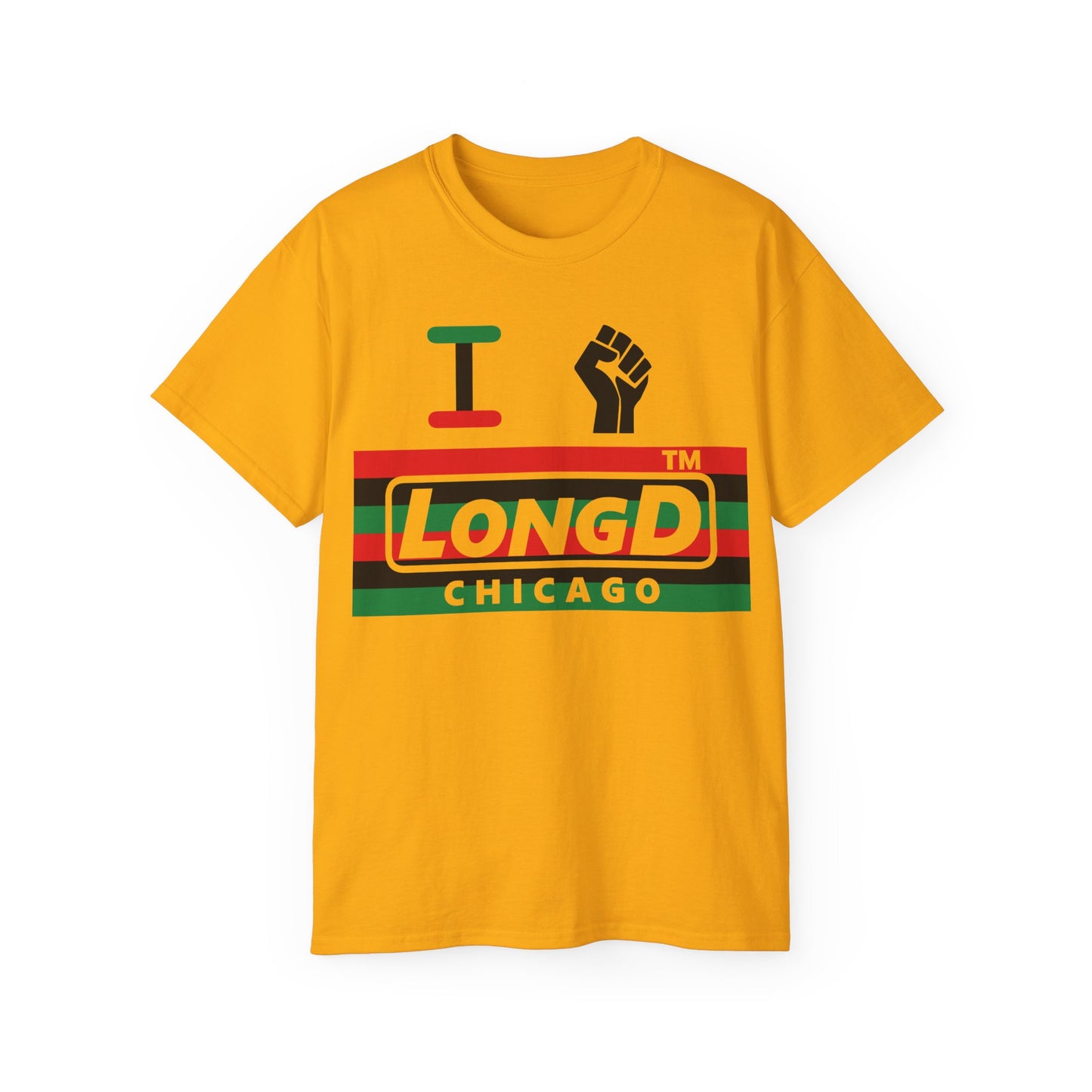 I fist LongD negative horizontal 6-striped Chicago logo cotton tee