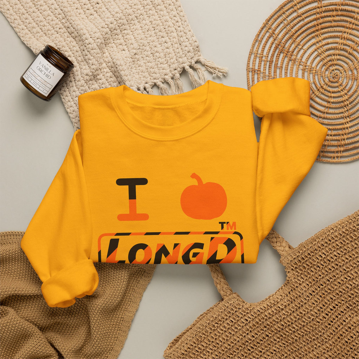I pumpkin LongD Chicago positive 12-striped logo crewneck sweatshirt