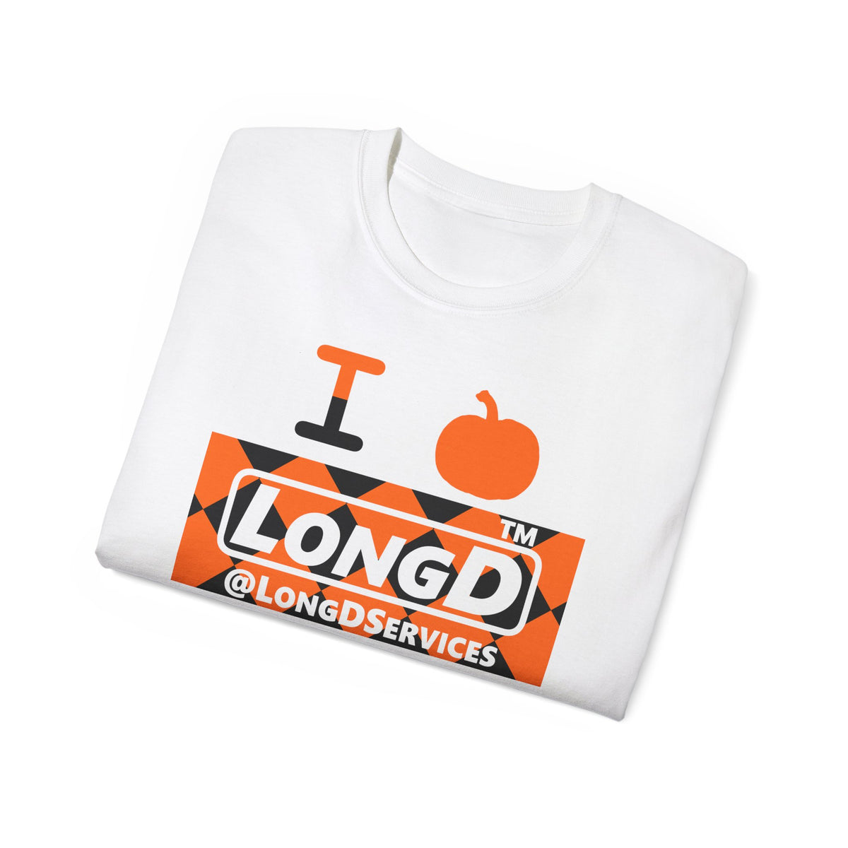 I pumpkin LongD Tag negative argyle logo cotton tee