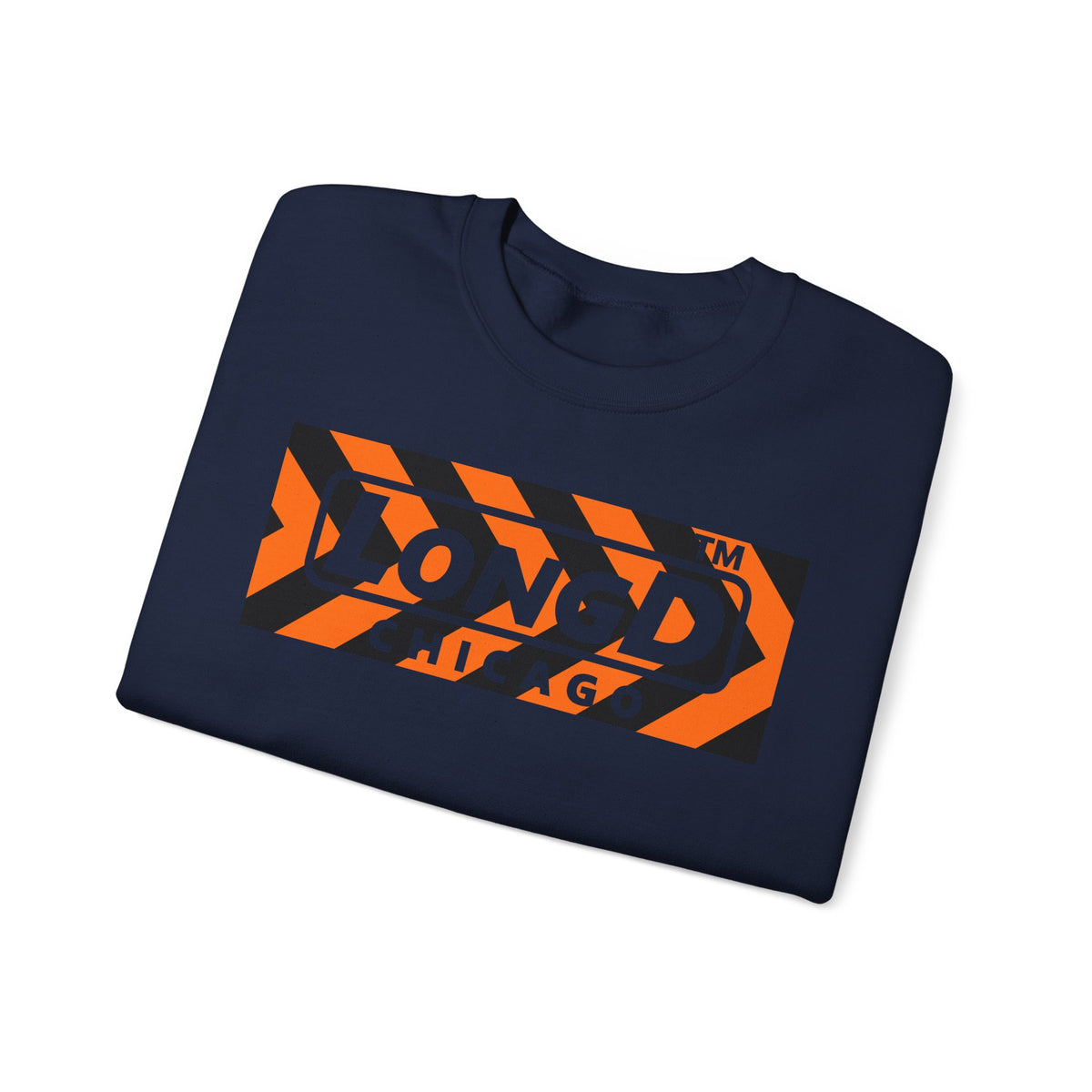 LongD Chicago negative forward chevron logo (Halloween colors) crewneck sweatshirt