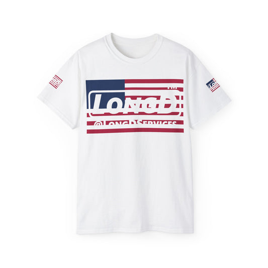 LongD negative flag 4-print tag logo cotton tee (patriotic colors)