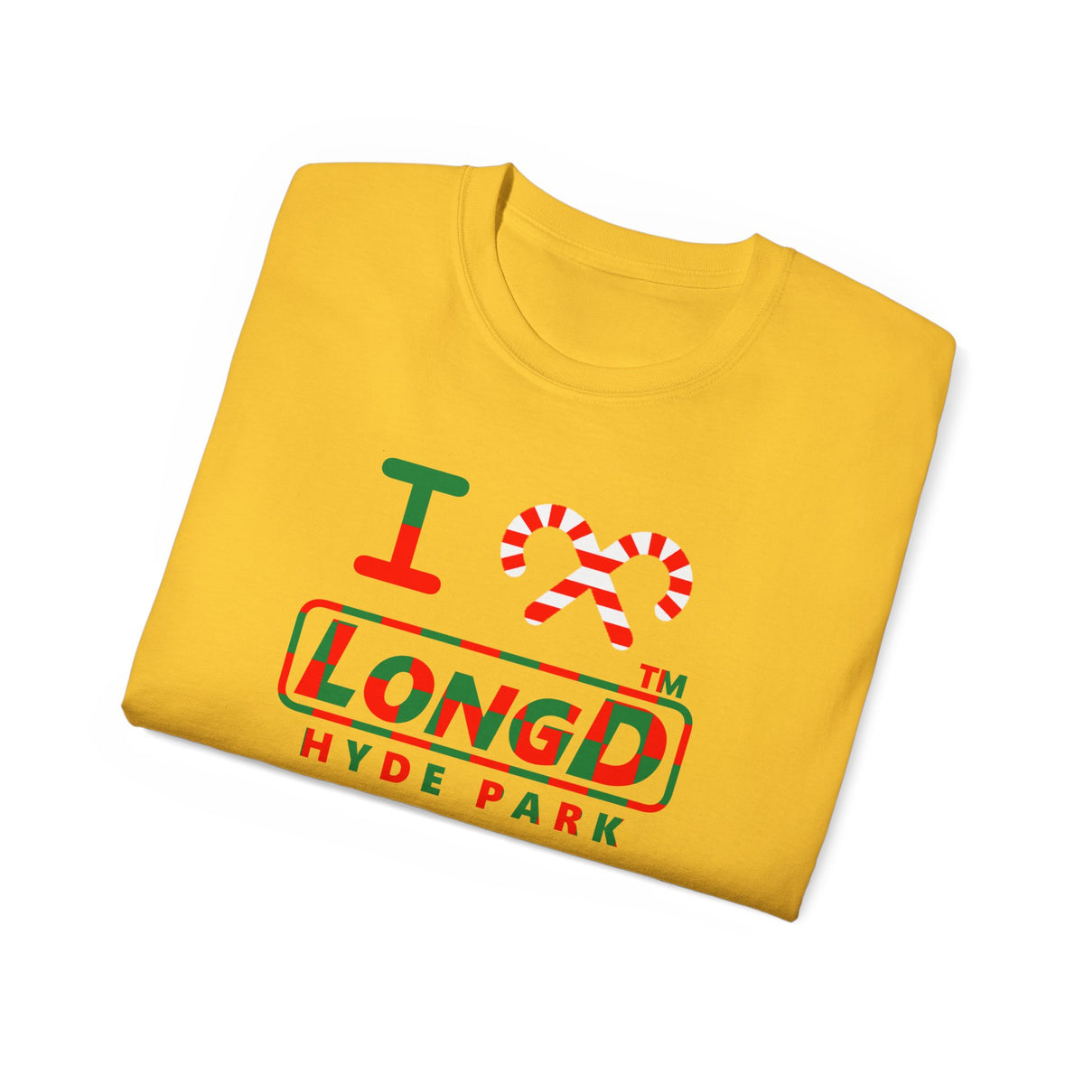 I candy cane LongD Hyde Park positive checkered logo cotton tee