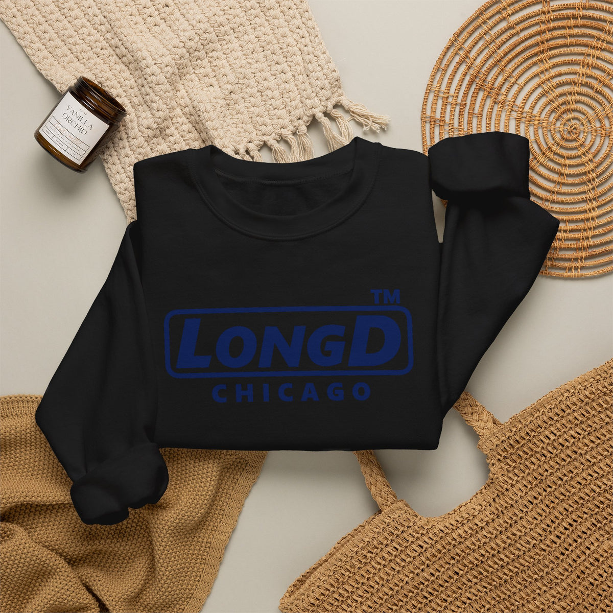 LongD Chicago positive basic Navy (002060) logo crewneck sweatshirt