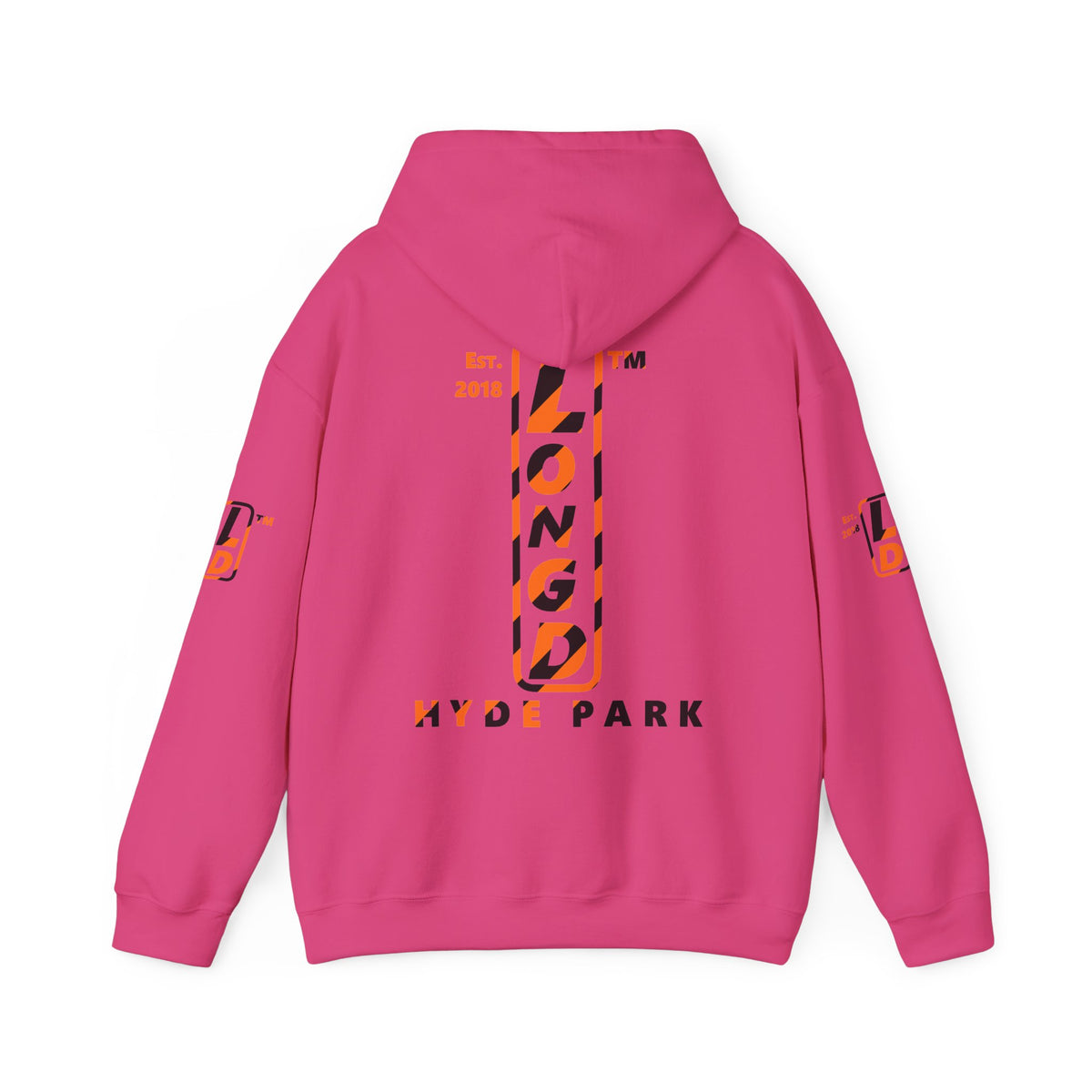 LongD Hyde Park positive upright pixel-weighted 12-striped 4-print logo (Halloween colors) hoodie