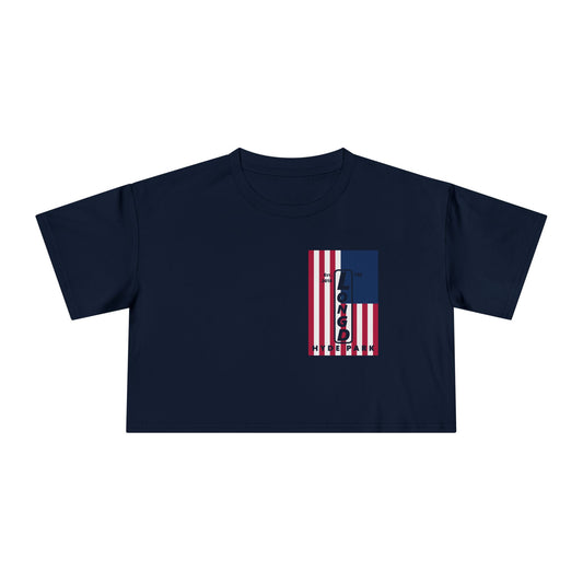 Negative cropped flag upright single-breasted Hyde Park logo crop tee (Patriotic colors)