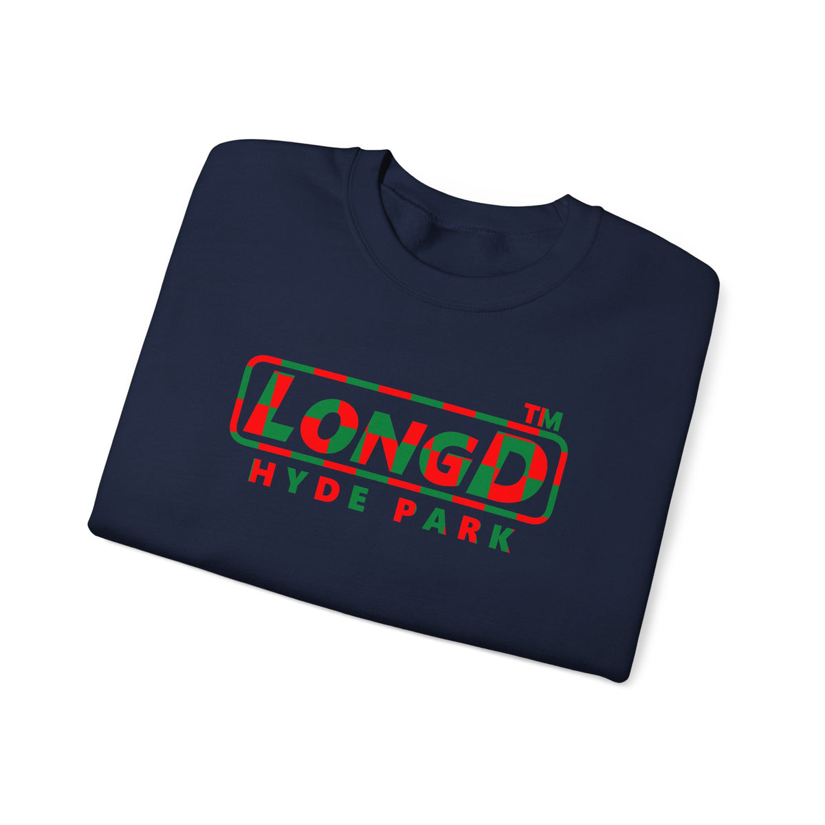 LongD Hyde Park positive checkered logo (Xmas colors) crewneck sweatshirt