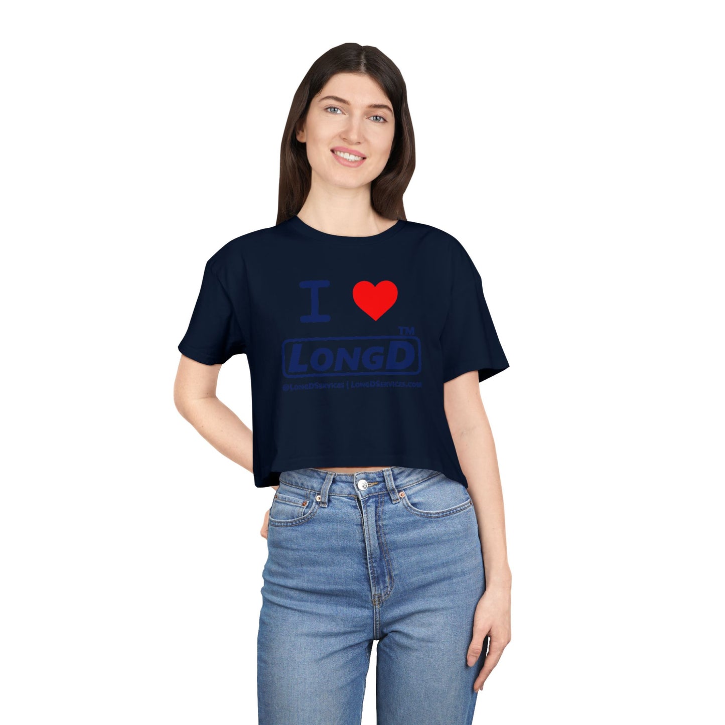 I Luv LongD Tag-domain positive official basic logo crop tee