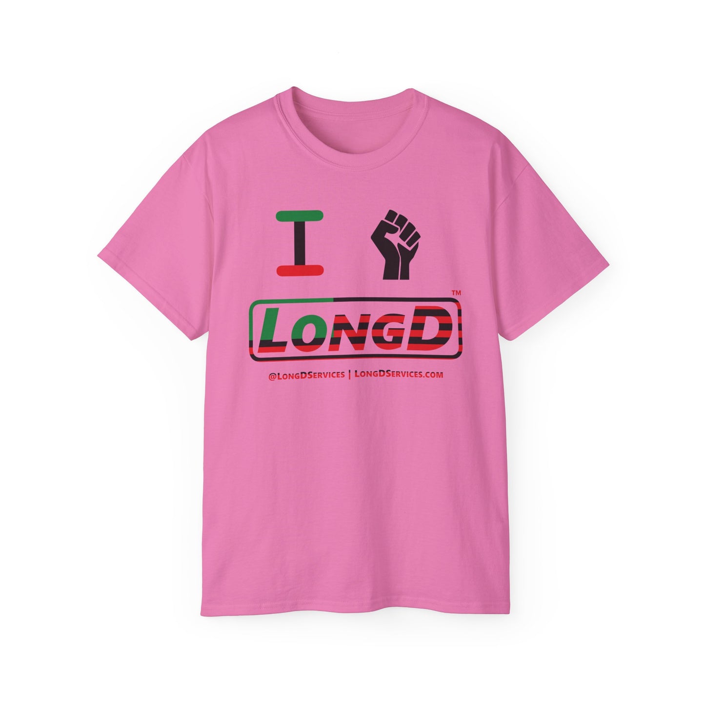 I Fist LongD® Logo Cotton Tee Juneteenth black fist positive flag