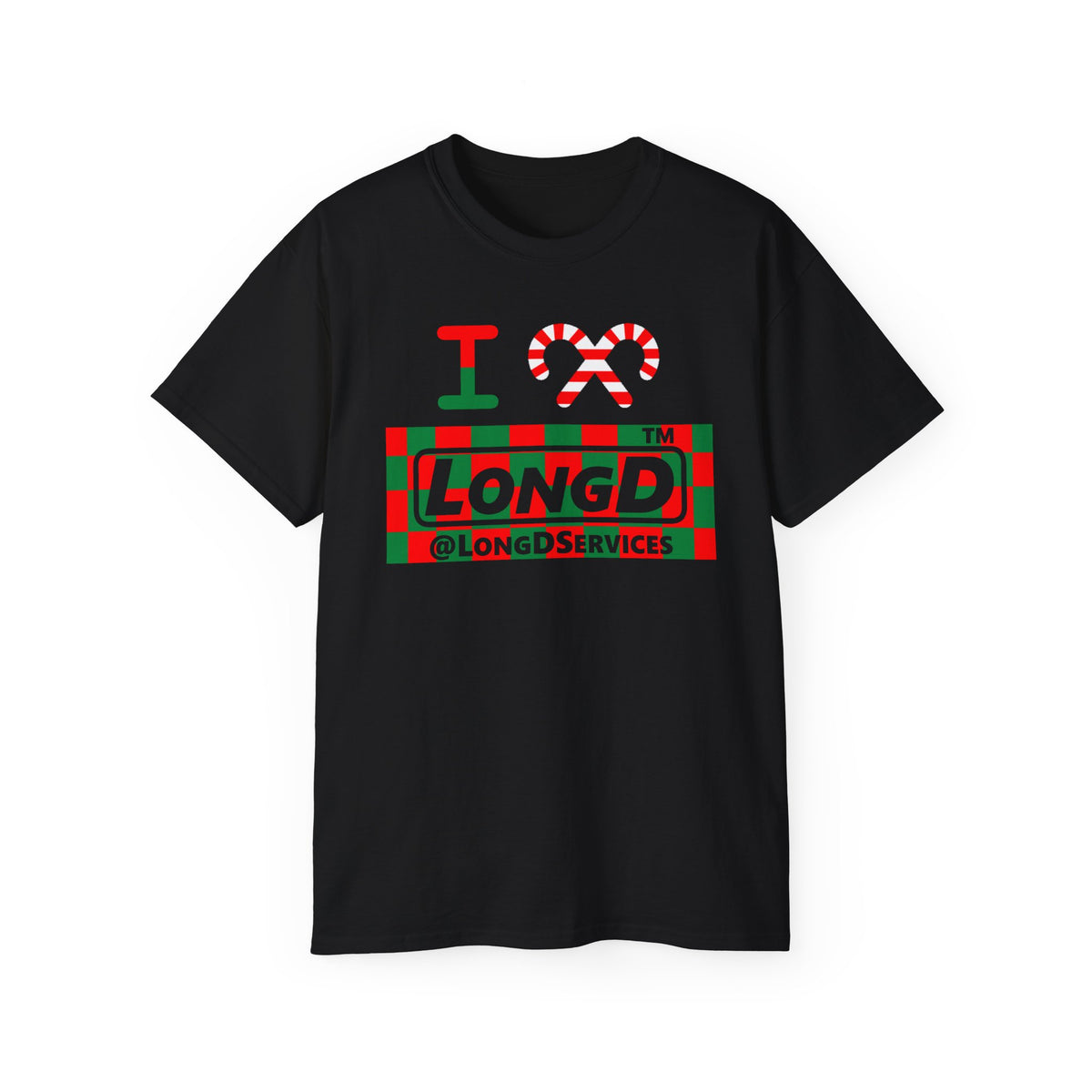 I candy cane LongD Tag negative checkered logo cotton tee