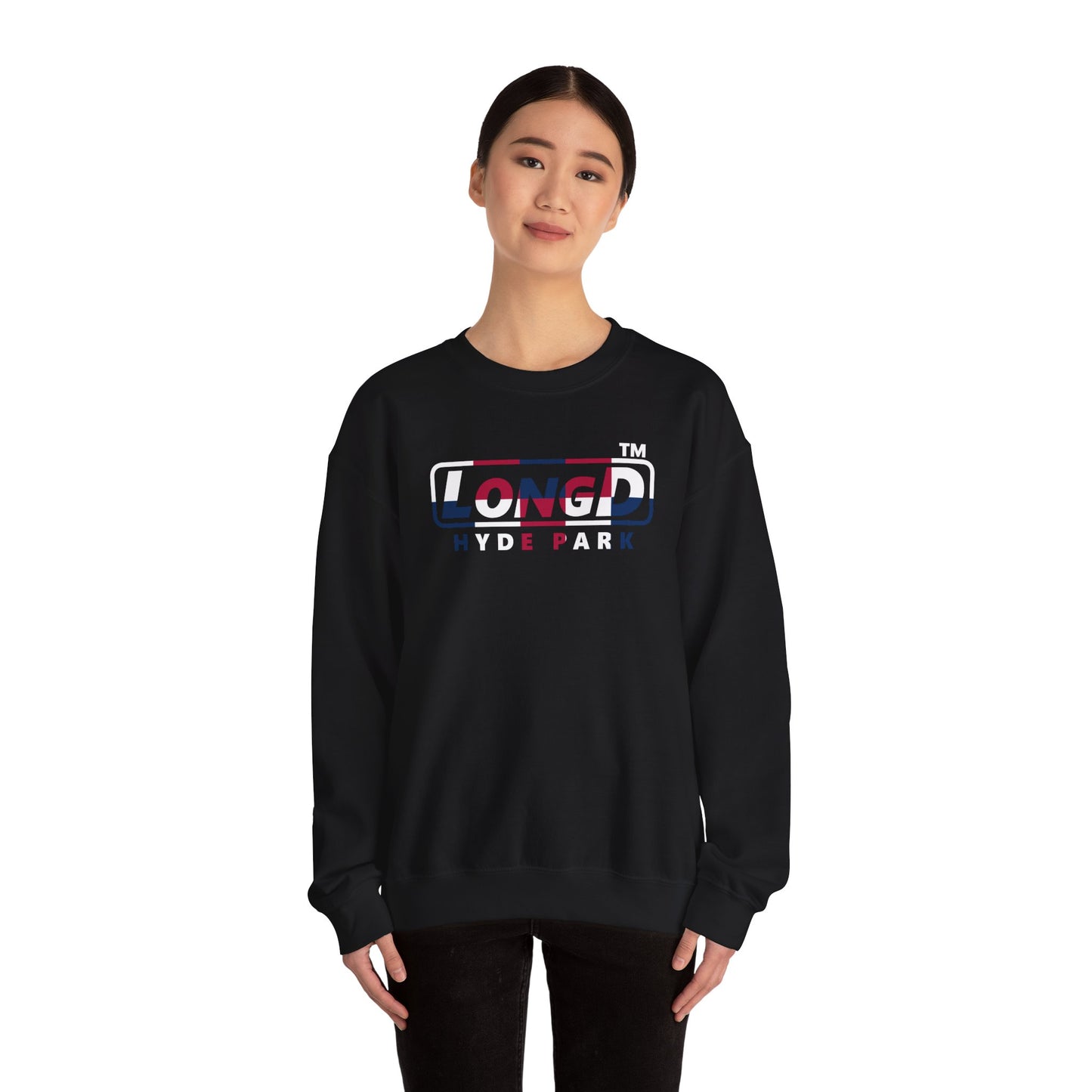 LongD positive 2x5 Hyde Park logo crewneck sweatshirt (patriotic colors)