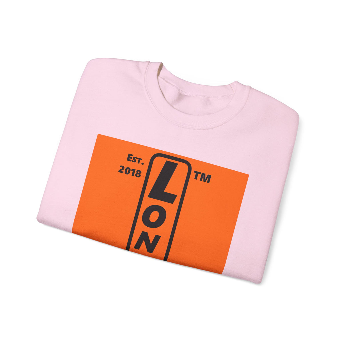 LongD Hyde Park upright logo Black (000000) on orange (FE7518) (Halloween colors) crewneck sweatshirt