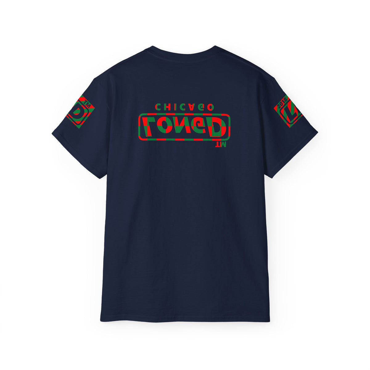 LongD Chicago positive checkered 4-print logo (Xmas colors) cotton tee
