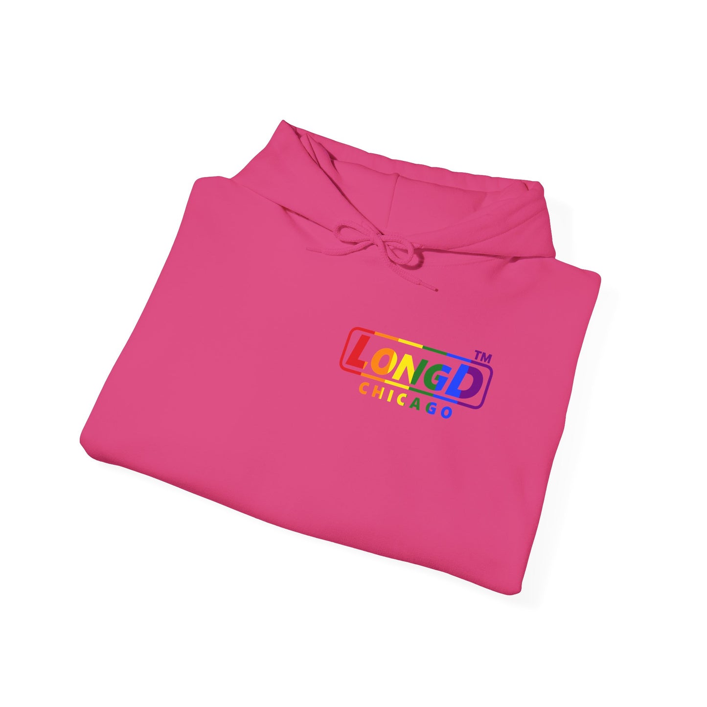 LongD® positive vertical striped single-breasted Chicago logo hoodie (Pride colors)